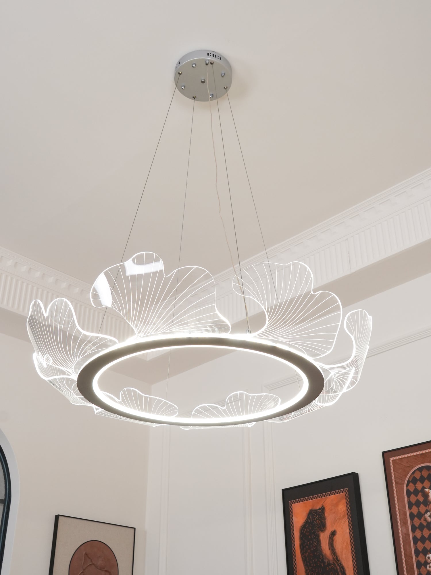 Lustra Pendant Lamp Frosted Acrylic Floral Ring - Letslighting