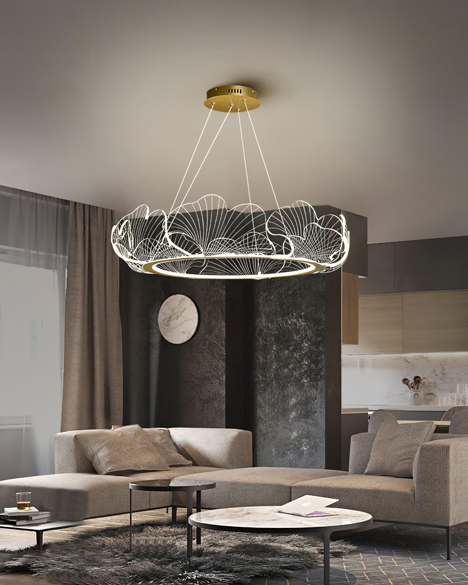 Lustra Pendant Lamp Frosted Acrylic Floral Ring - Letslighting
