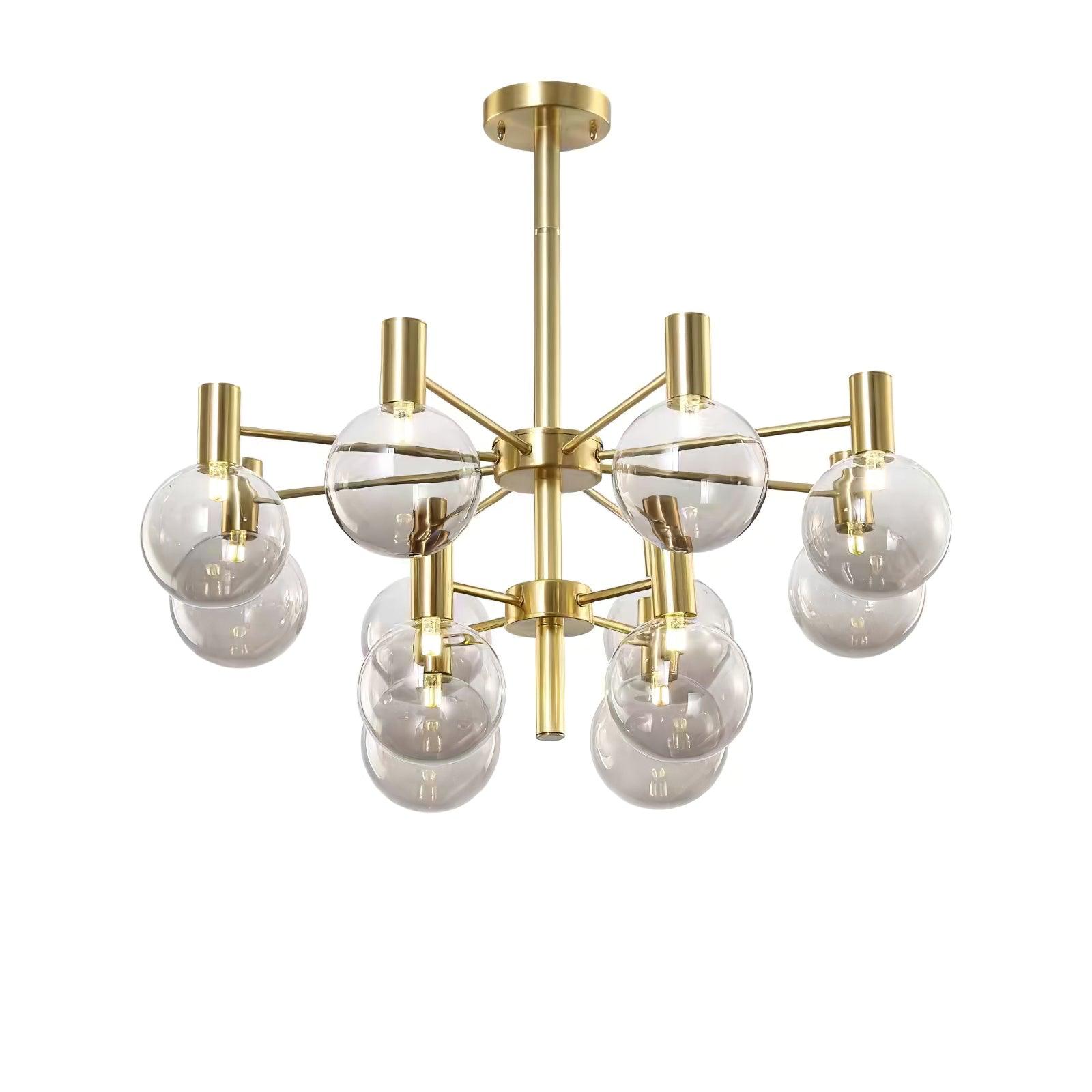 Lustra Chandelier Globe Glass Gold Frame Modern - Letslighting
