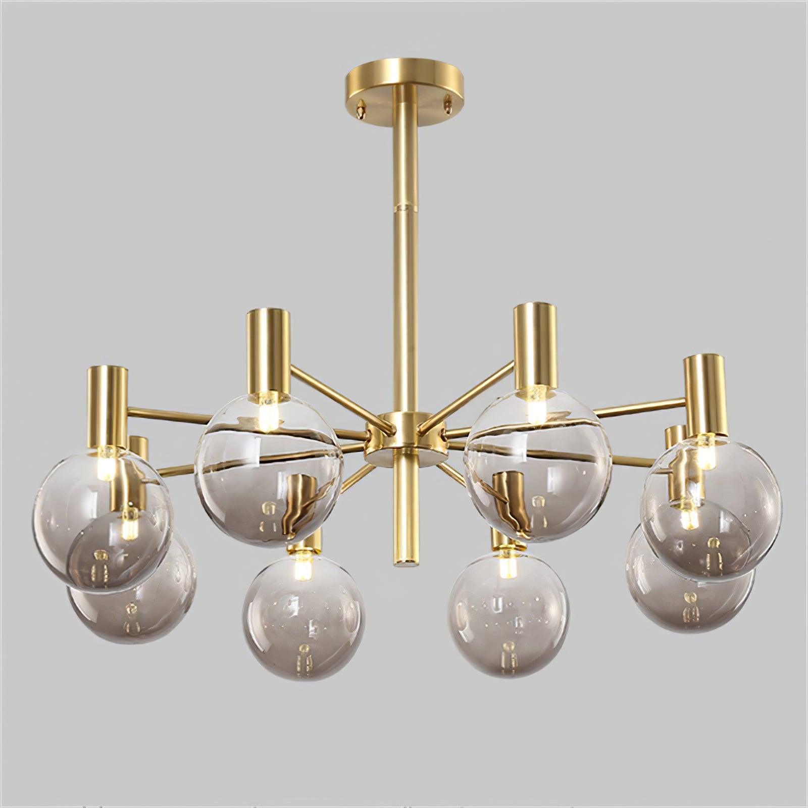 Lustra Chandelier Globe Glass Gold Frame Modern - Letslighting