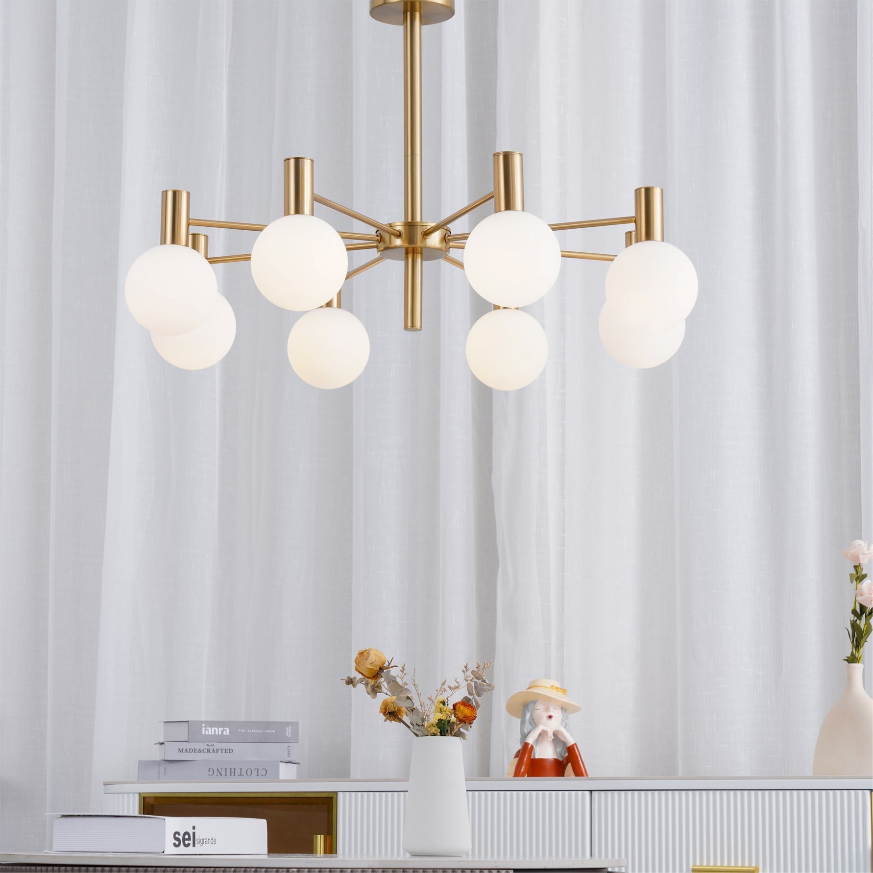 Lustra Chandelier Globe Glass Gold Frame Modern - Letslighting