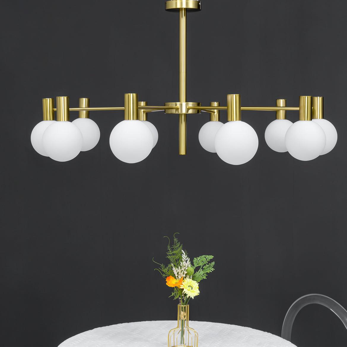 Lustra Chandelier Globe Glass Gold Frame Modern - Letslighting
