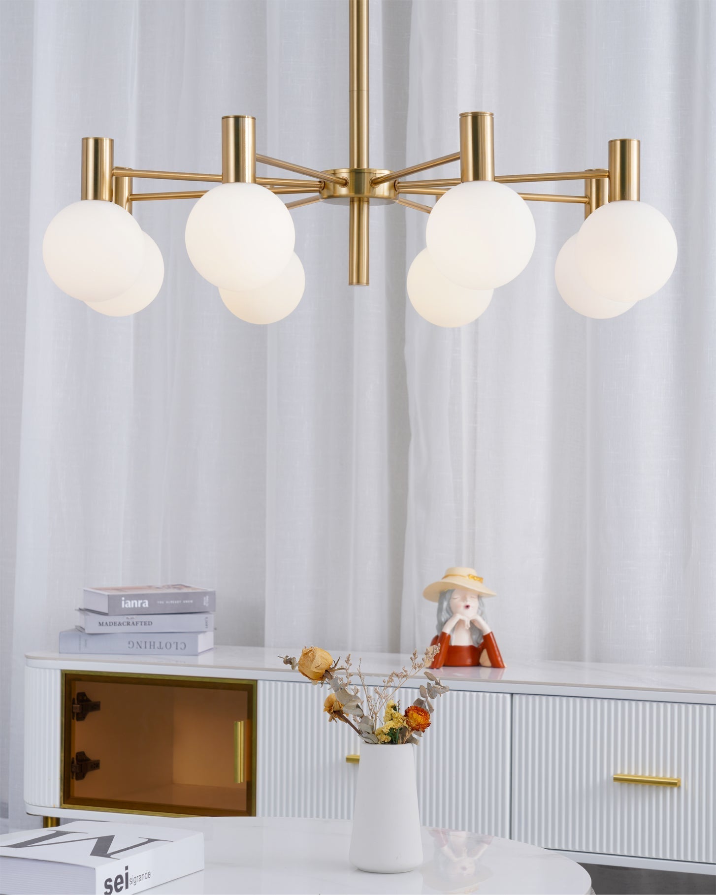 Lustra Chandelier Globe Glass Gold Frame Modern - Letslighting