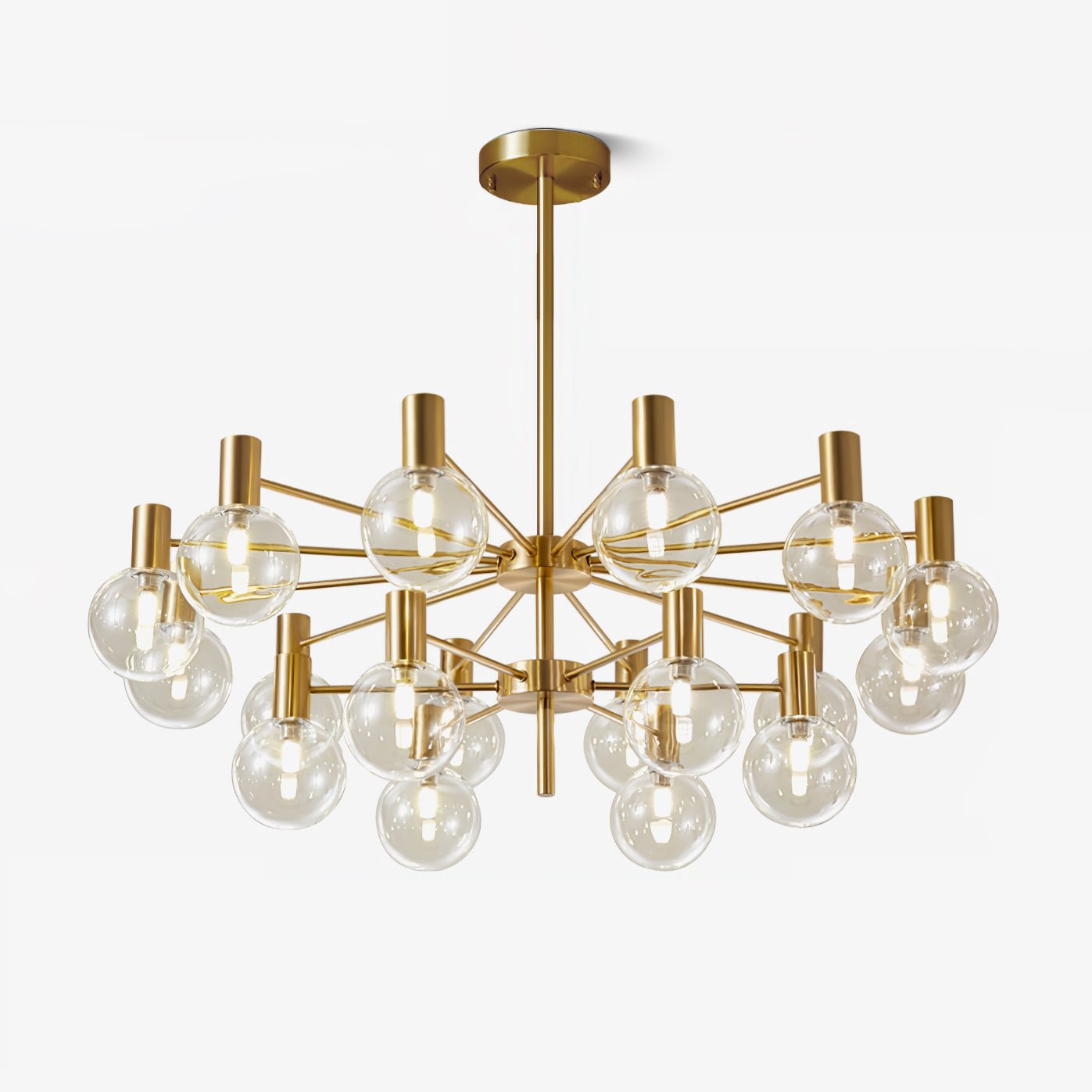 Lustra Chandelier Globe Glass Gold Frame Modern - Letslighting