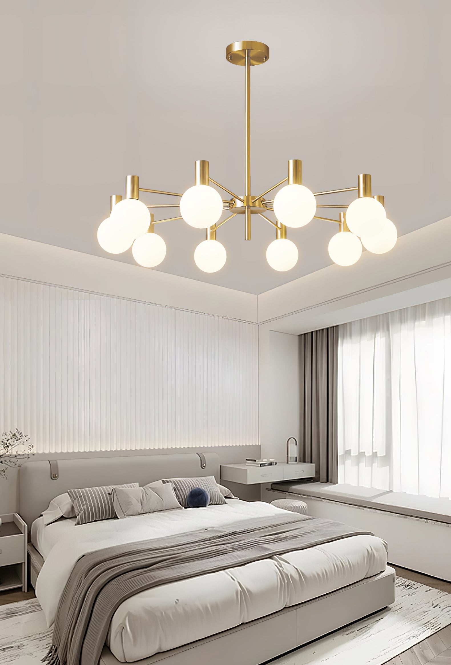 Lustra Chandelier Globe Glass Gold Frame Modern - Letslighting