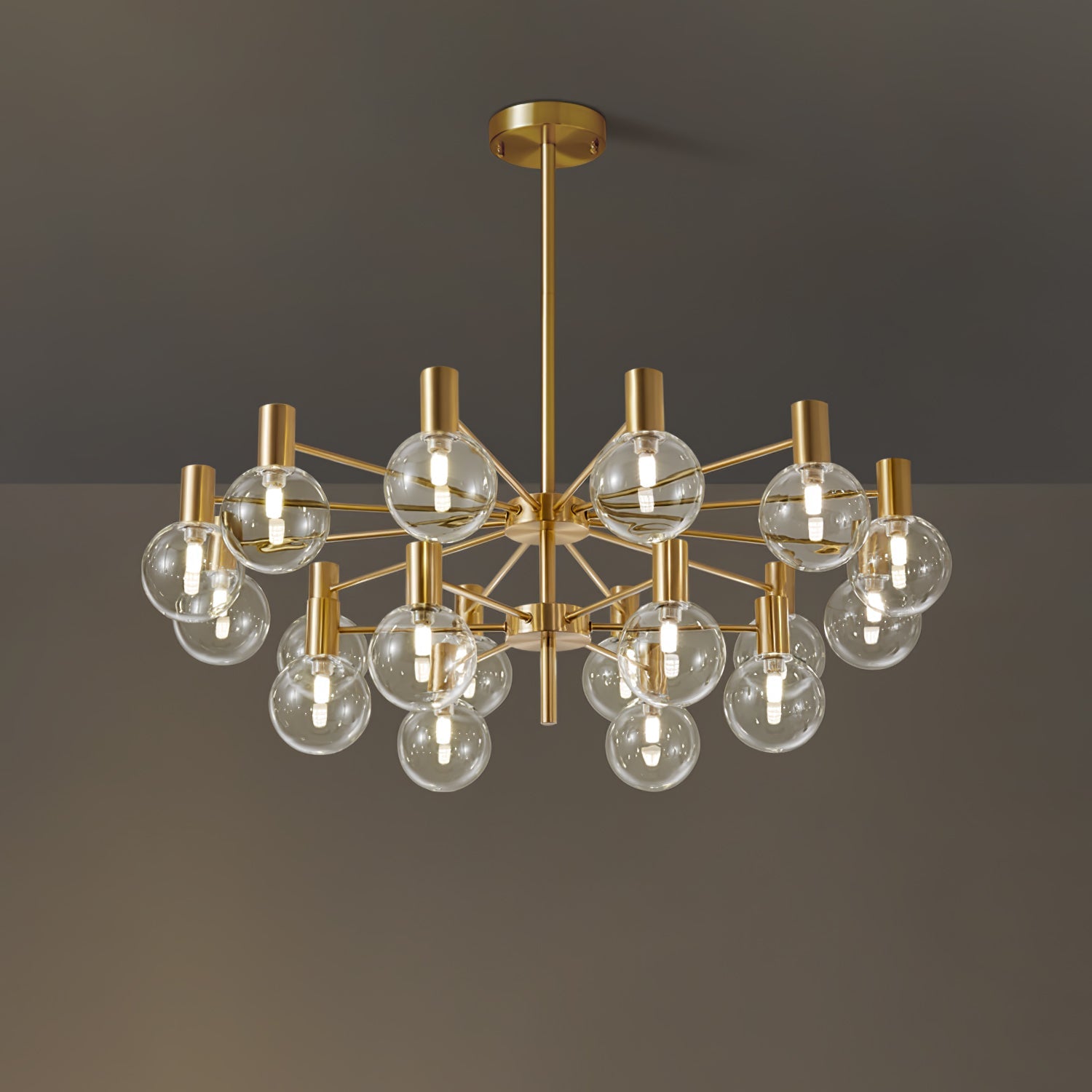 Lustra Chandelier Globe Glass Gold Frame Modern - Letslighting