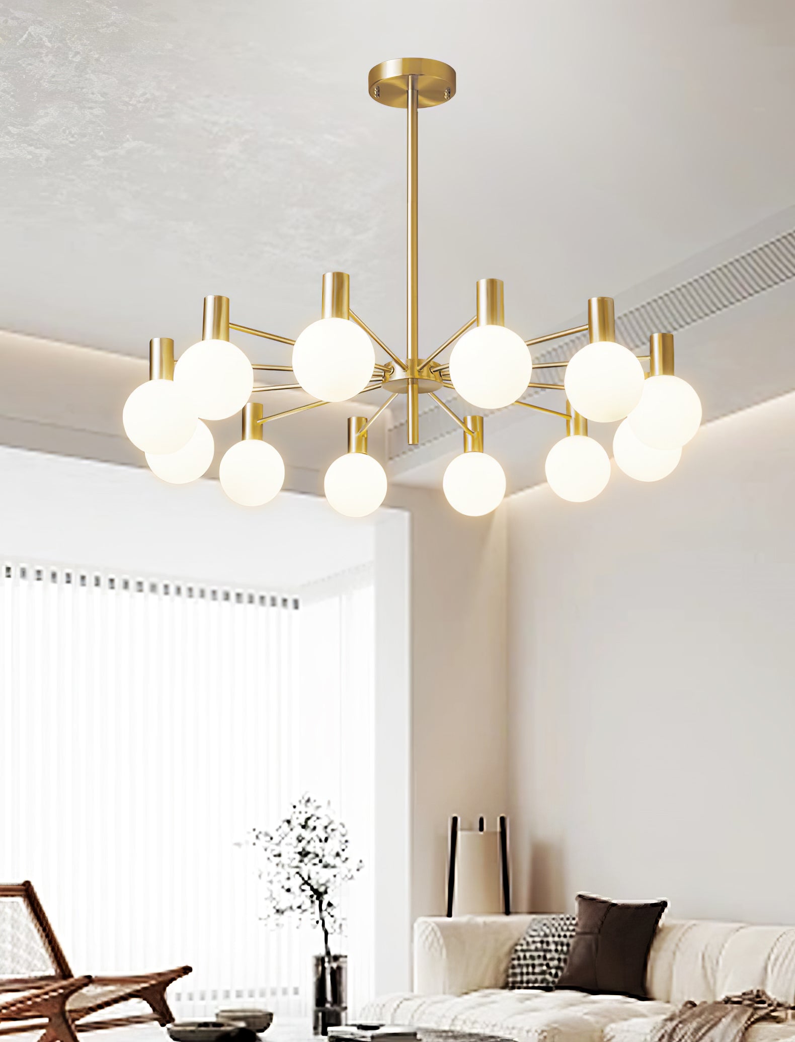 Lustra Chandelier Globe Glass Gold Frame Modern - Letslighting