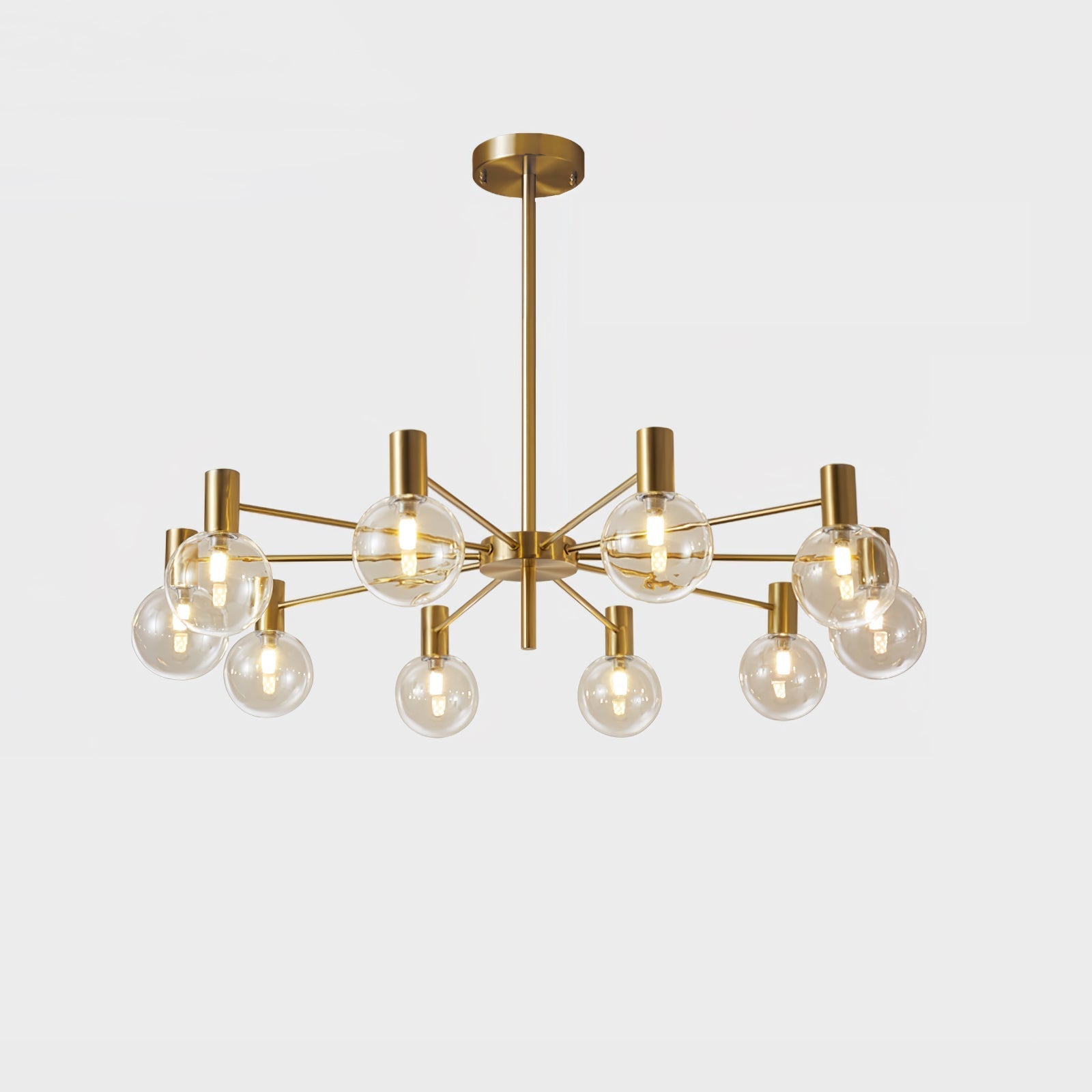 Lustra Chandelier Globe Glass Gold Frame Modern - Letslighting