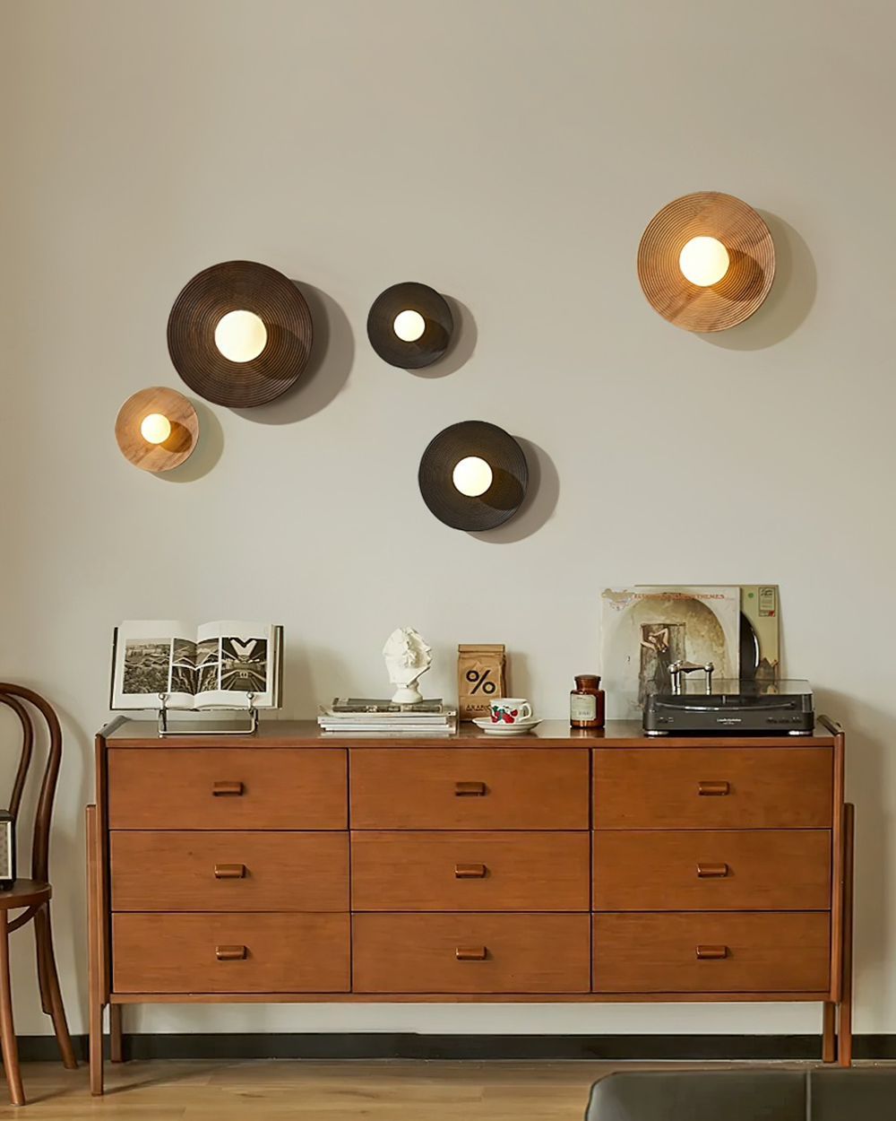 Serena Wall Lamp Wood Round Minimalist - Letslighting