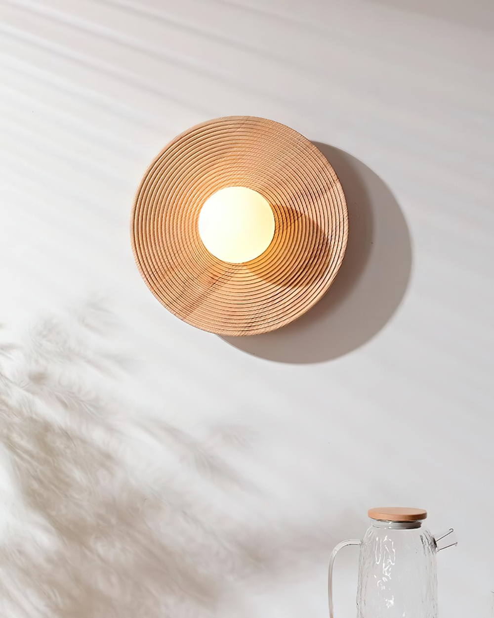 Serena Wall Lamp Wood Round Minimalist - Letslighting