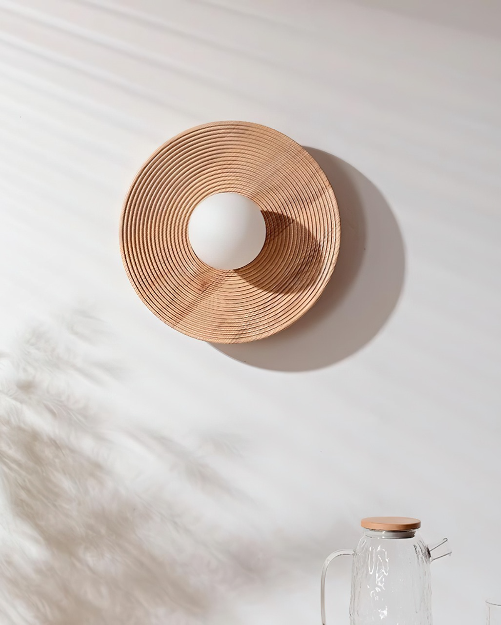 Serena Wall Lamp Wood Round Minimalist - Letslighting