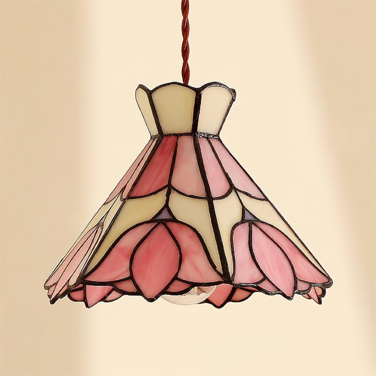 Tiffany Retro Glass Pendant Lights Pink Cream - Letslighting