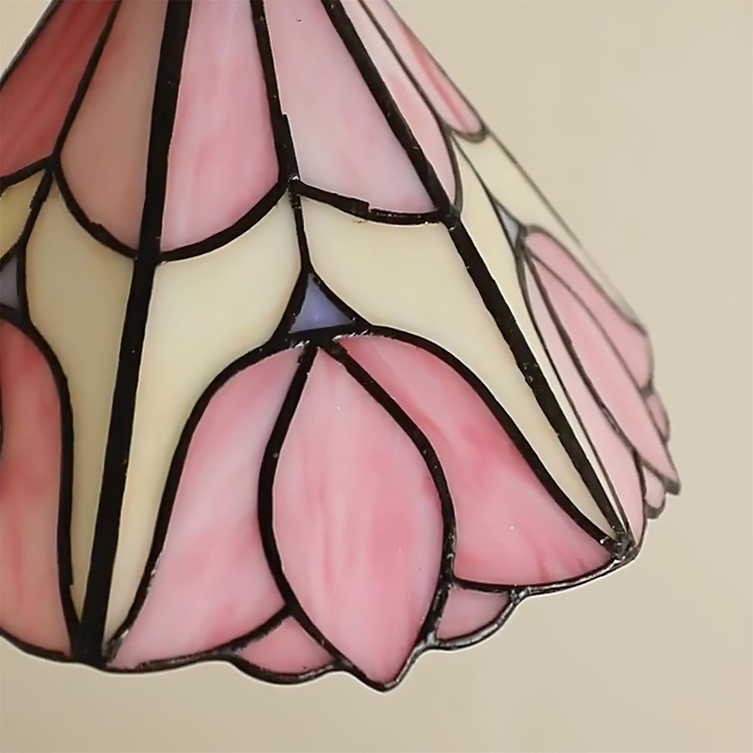 Tiffany Retro Glass Pendant Lights Pink Cream - Letslighting