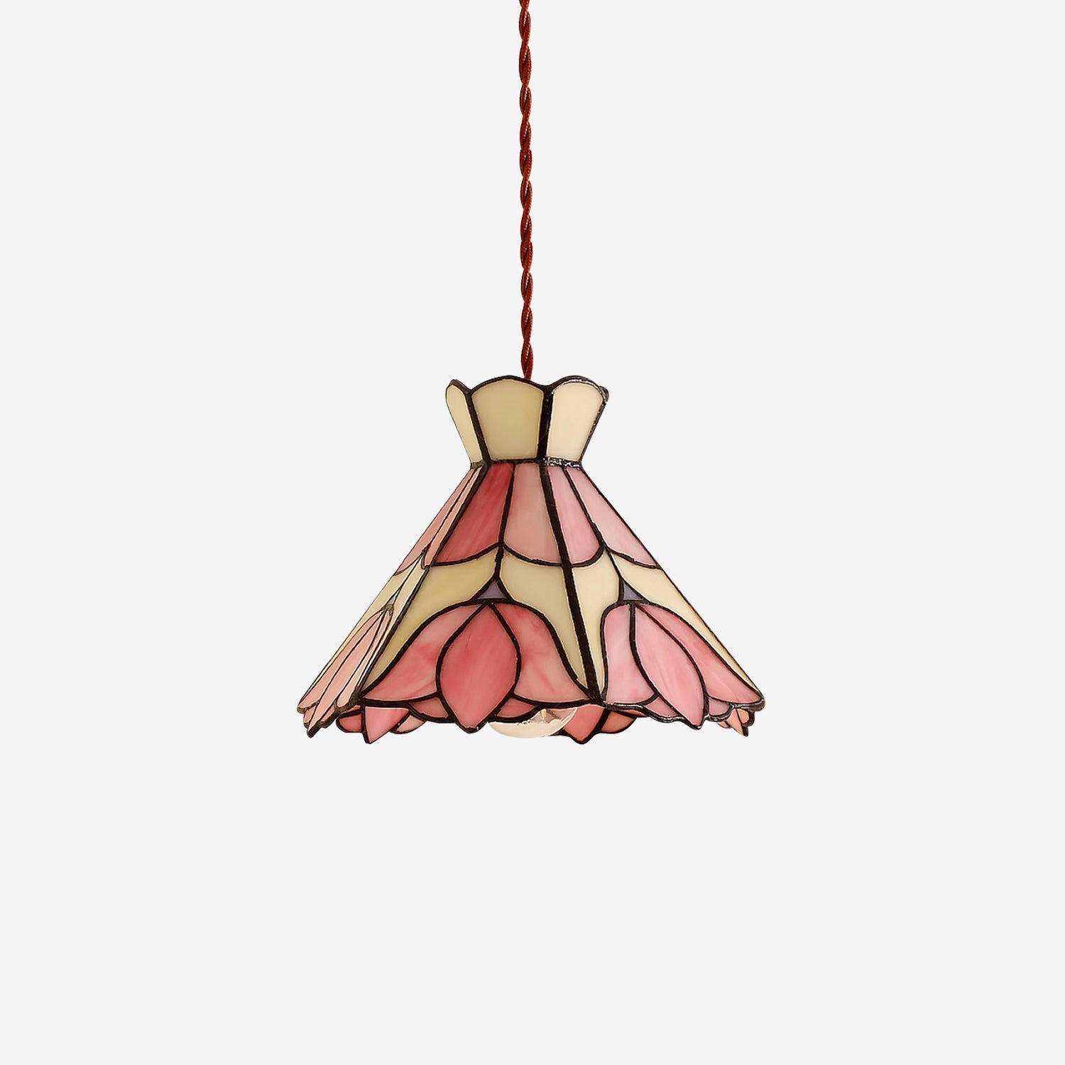 Tiffany Retro Glass Pendant Lights Pink Cream - Letslighting