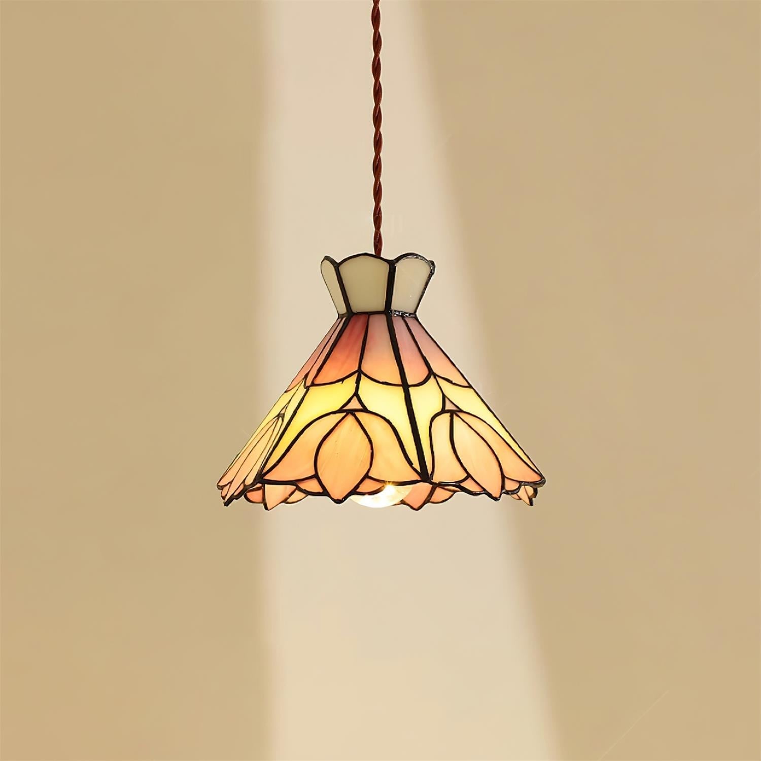 Tiffany Retro Glass Pendant Lights Pink Cream - Letslighting