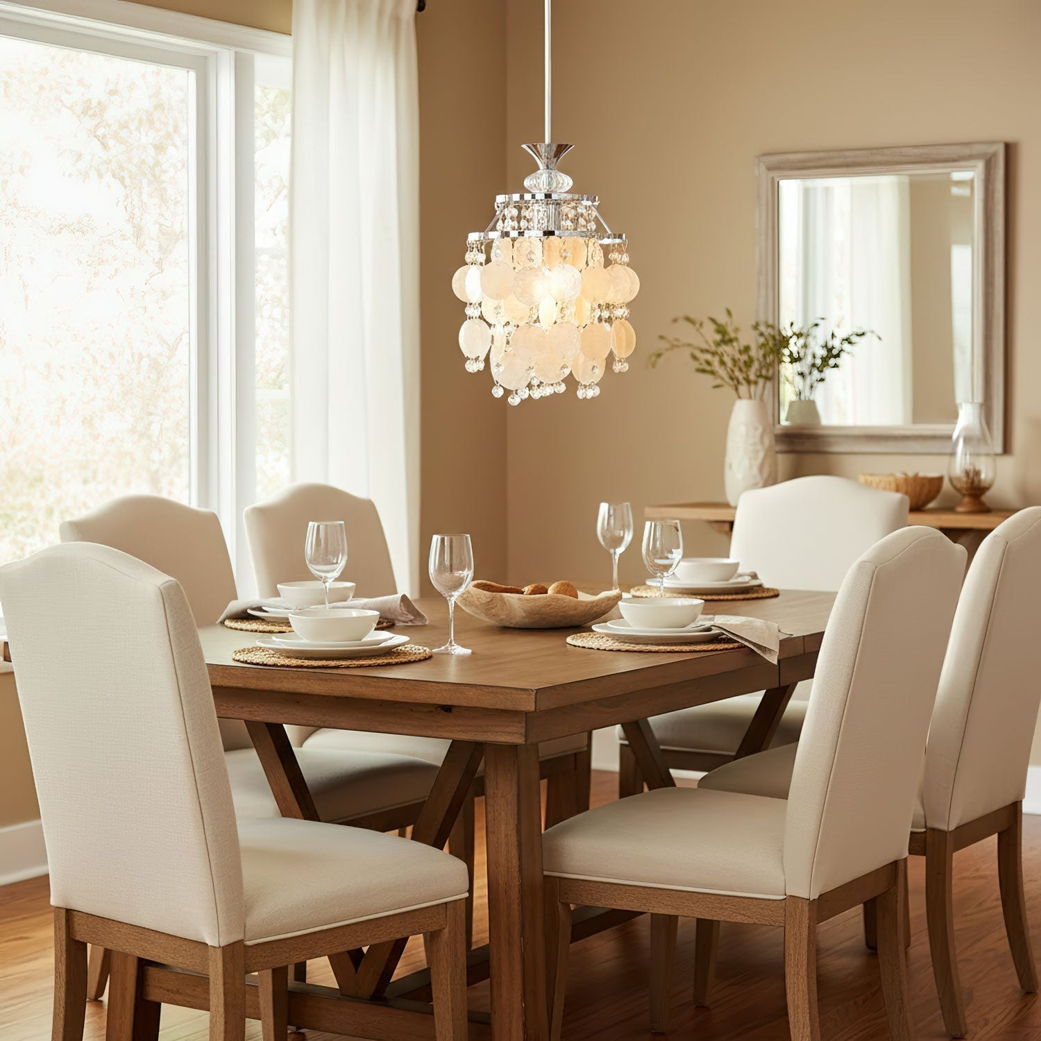 Shell Elegant Crystal Glass Pendant Light
