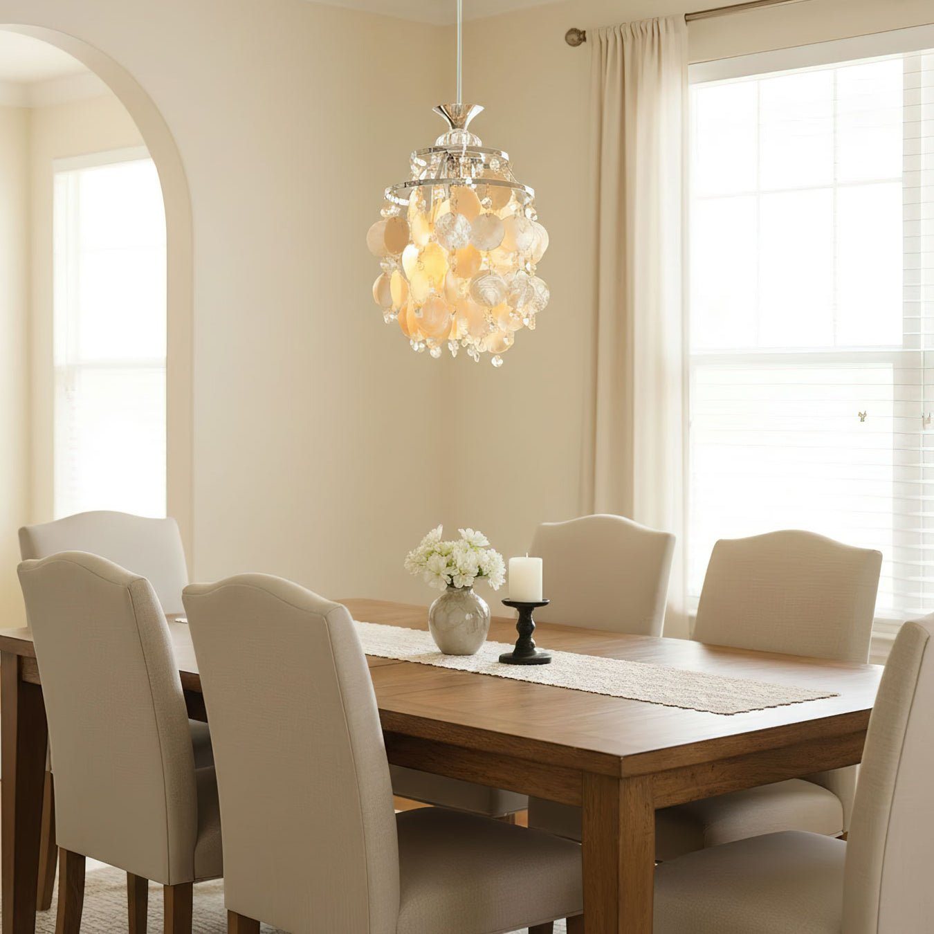 Shell Elegant Crystal Glass Pendant Light