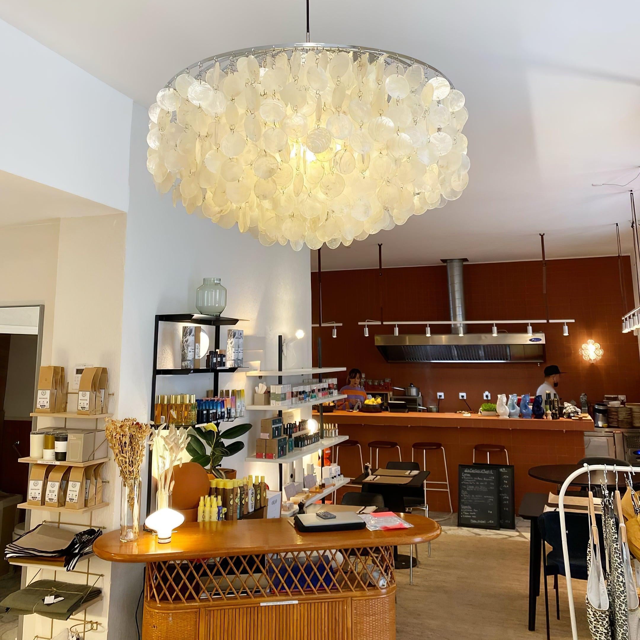 Elios Elegant Capiz Shell Chandelier - Letslighting