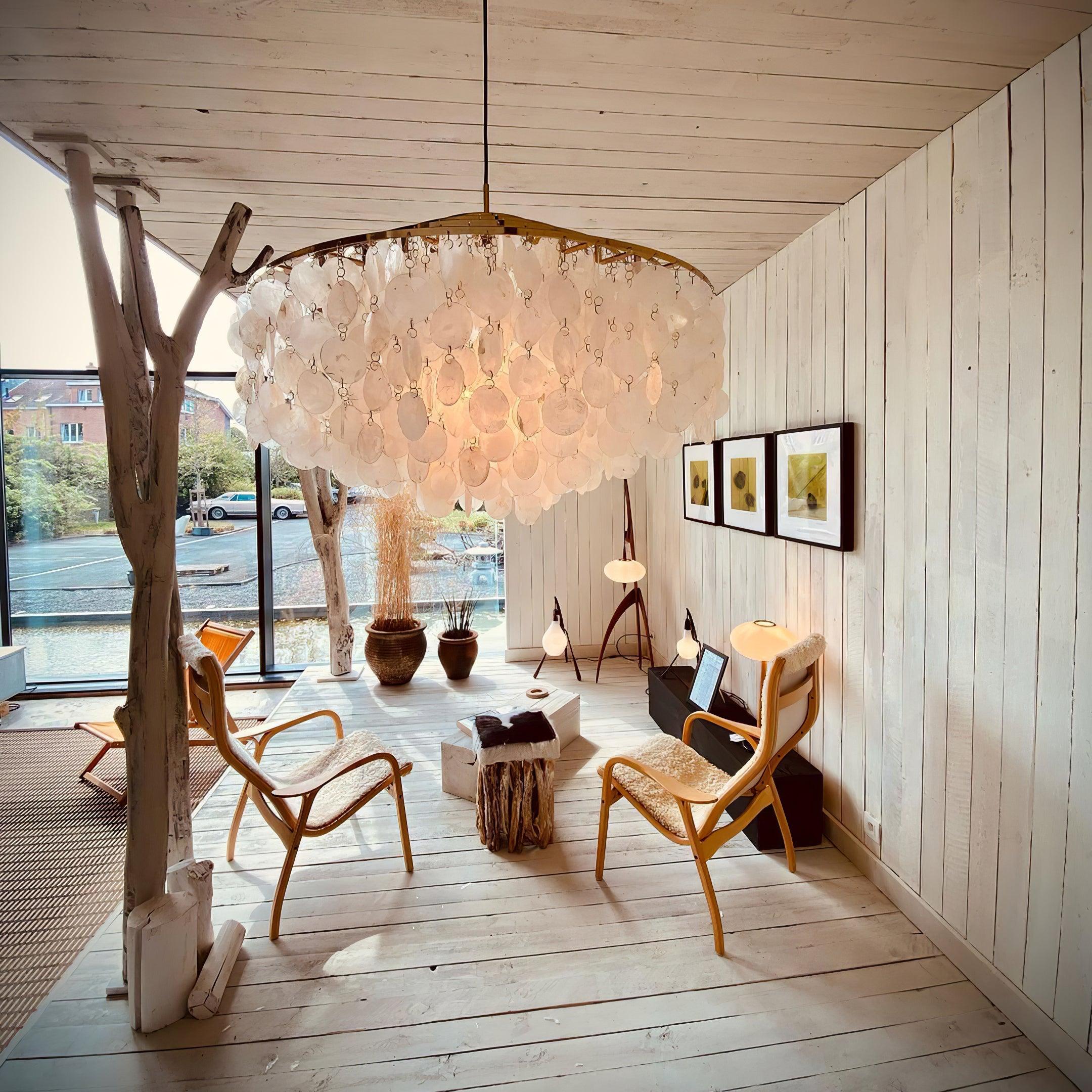 Elios Elegant Capiz Shell Chandelier - Letslighting