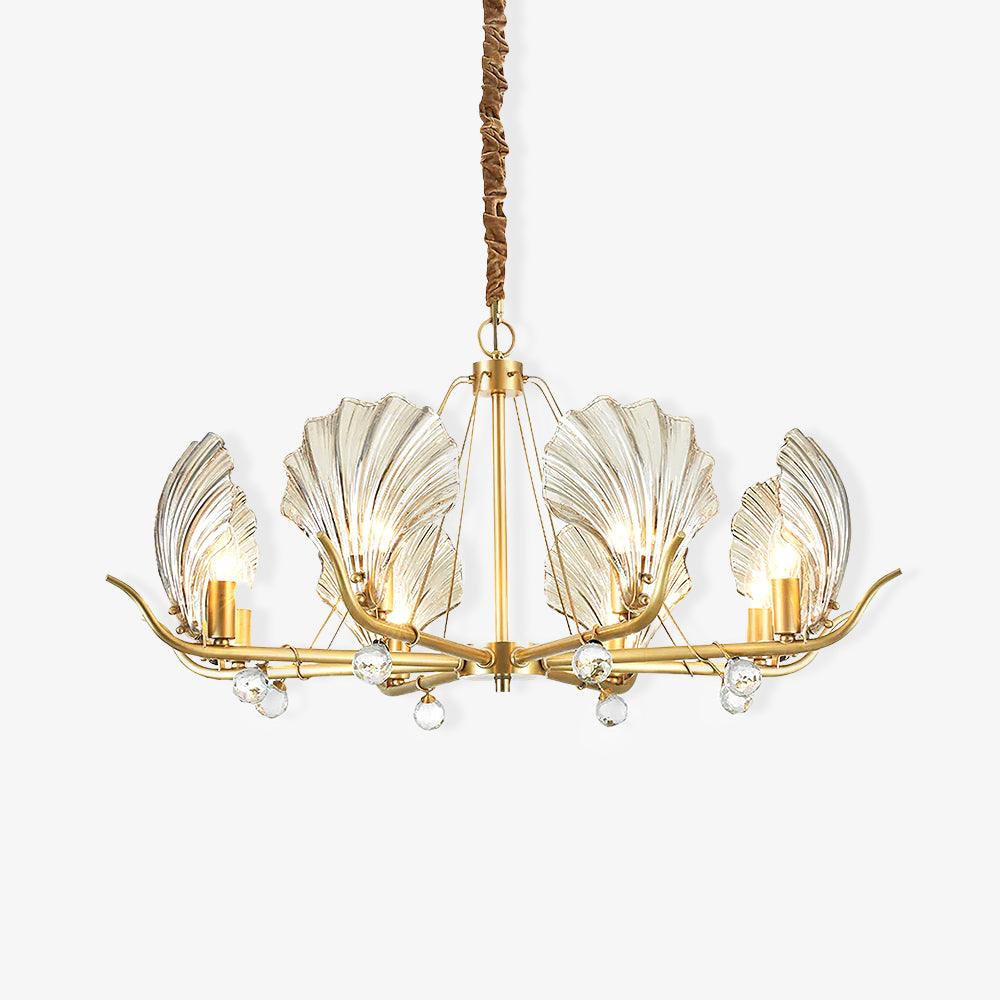 Lustra Chandelier Shell Crystal Leaf Copper - Letslighting