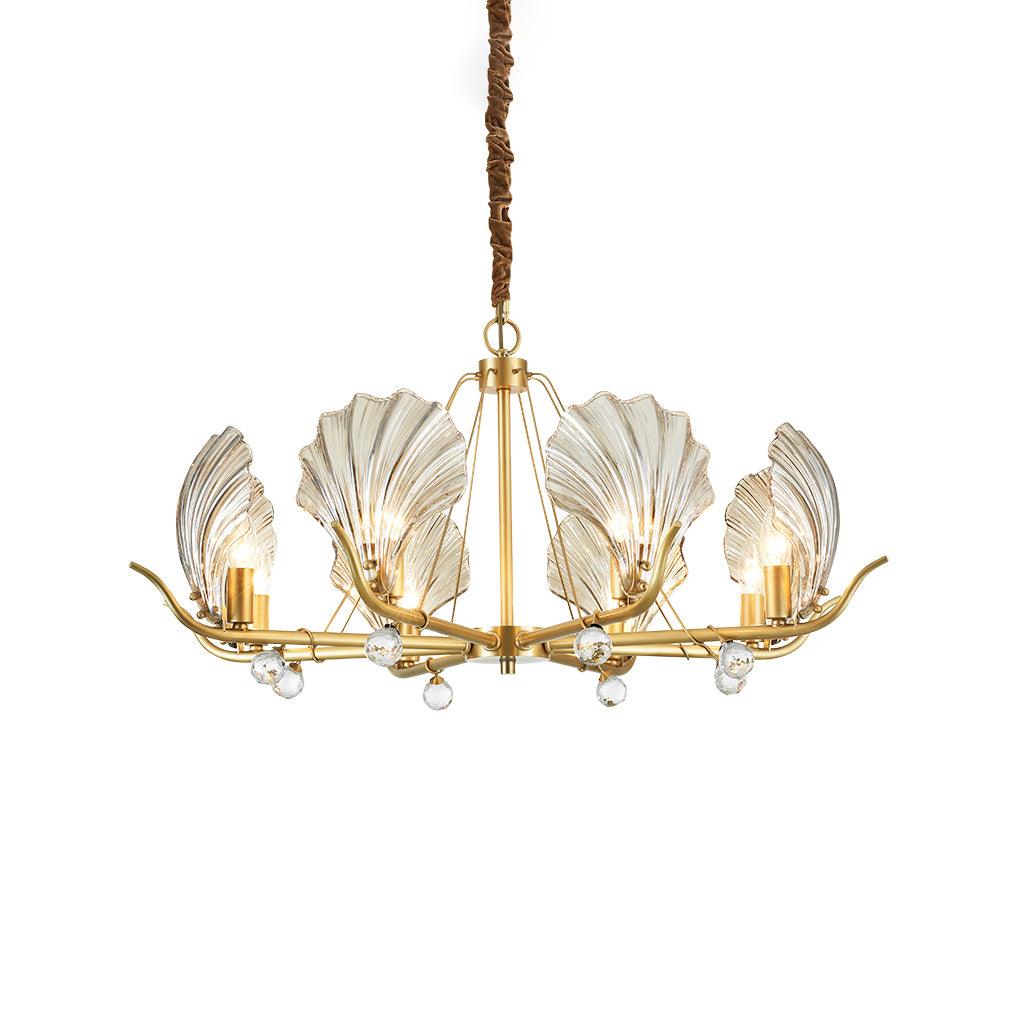 Lustra Chandelier Shell Crystal Leaf Copper - Letslighting