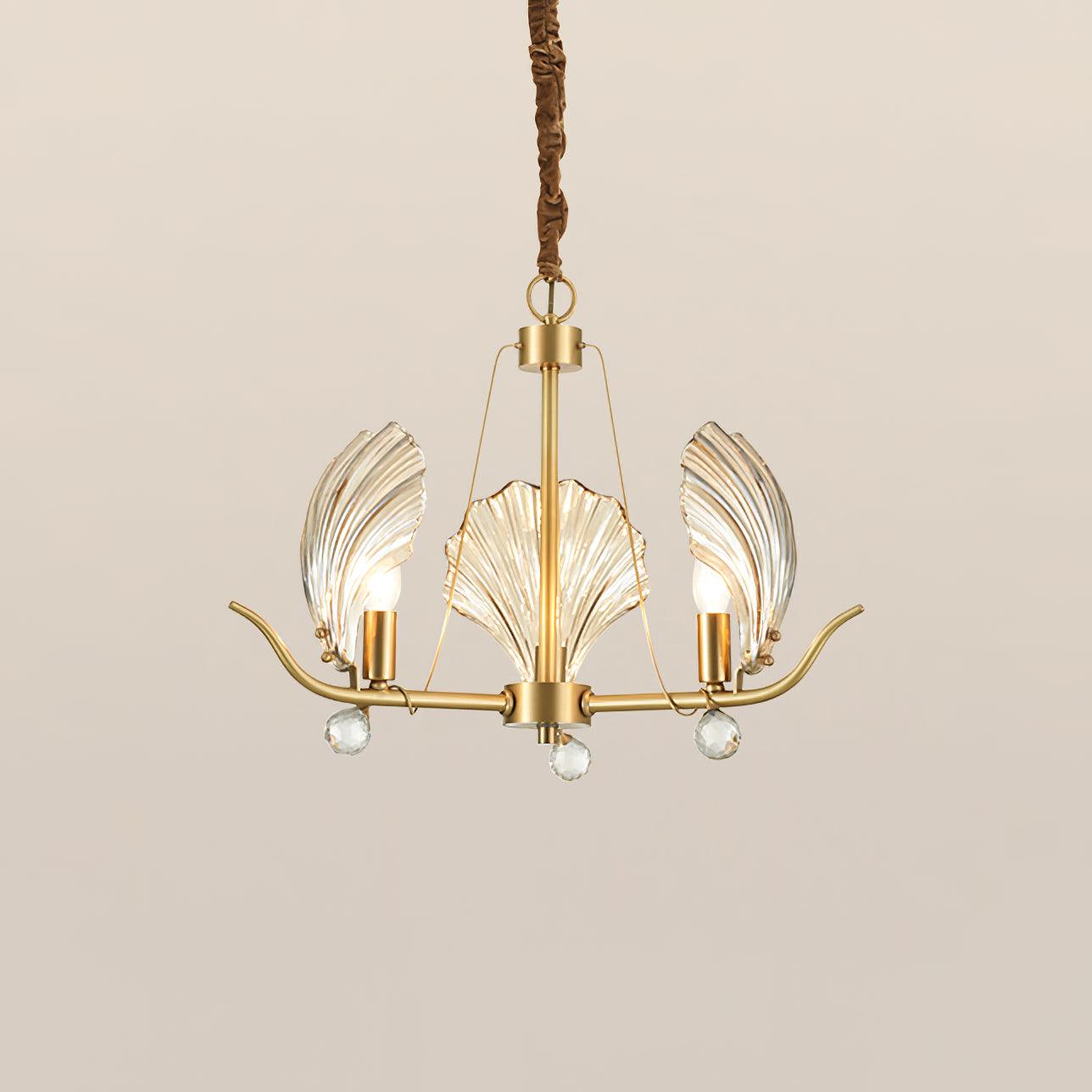 Lustra Chandelier Shell Crystal Leaf Copper - Letslighting