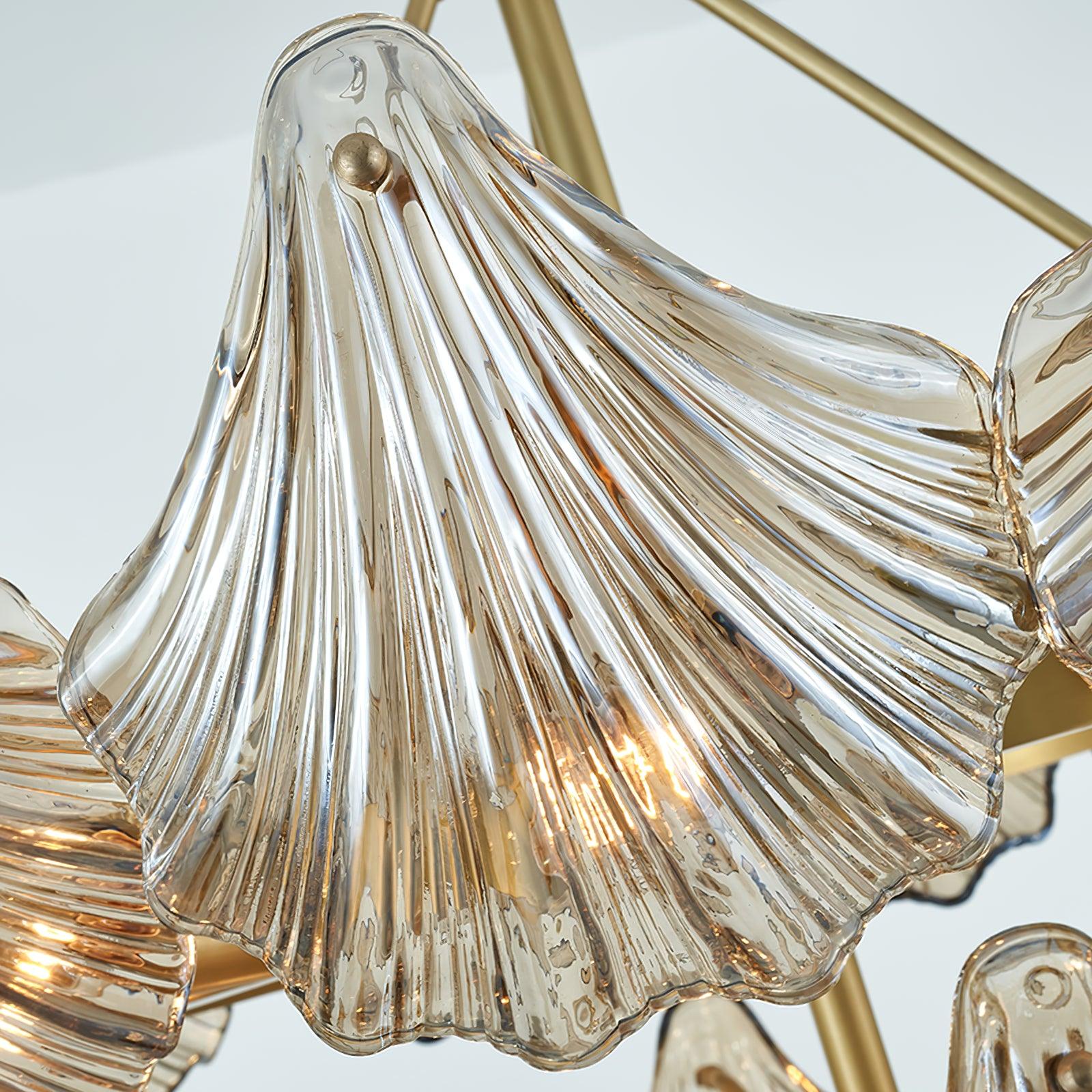 Lustra Chandelier Shell Crystal Leaf Copper - Letslighting