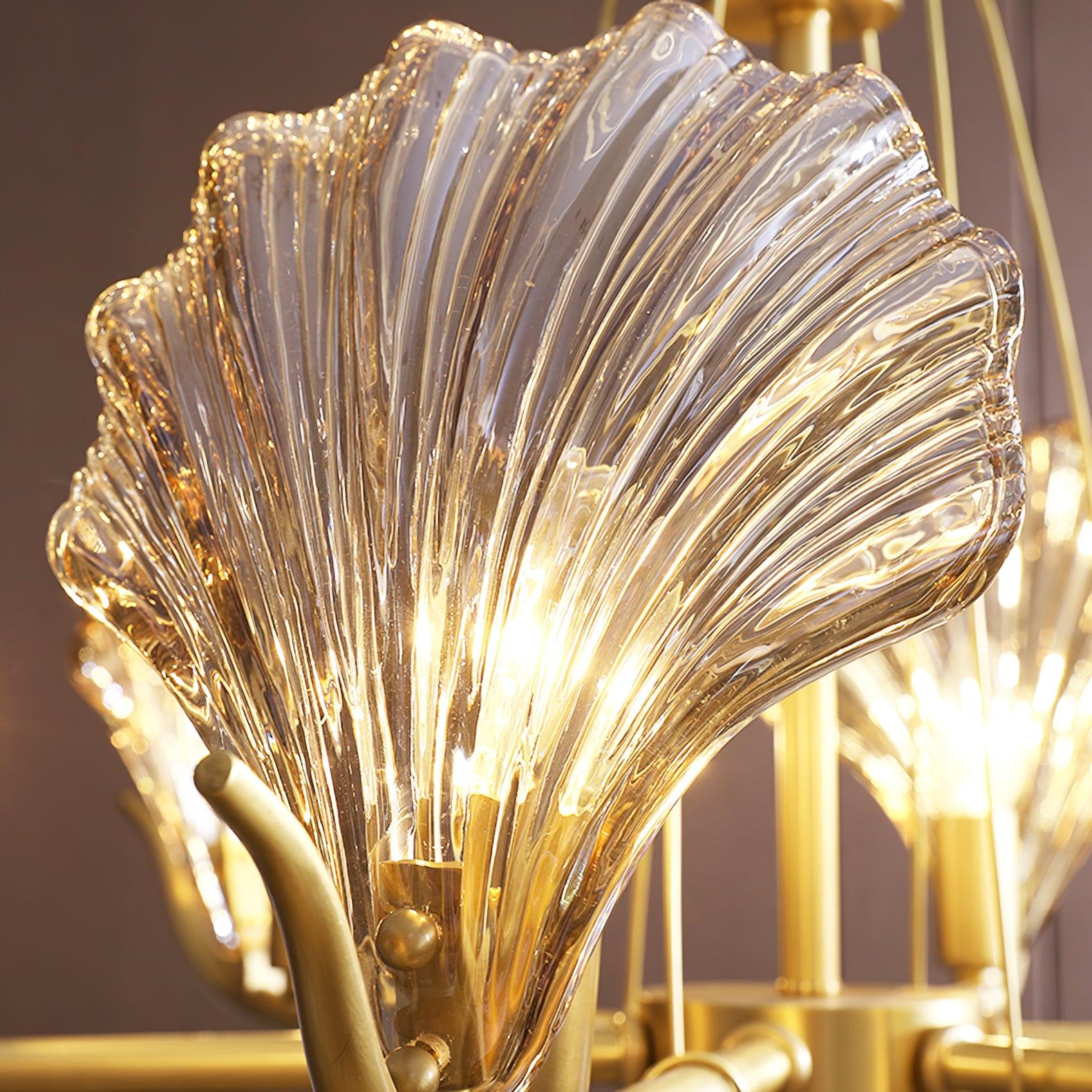 Lustra Chandelier Shell Crystal Leaf Copper - Letslighting