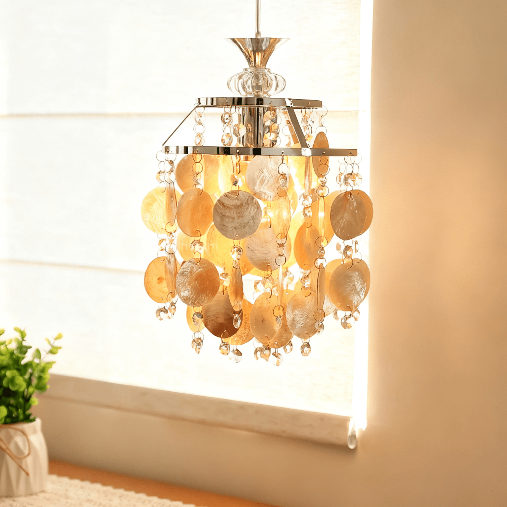 Shell Elegant Crystal Glass Pendant Light