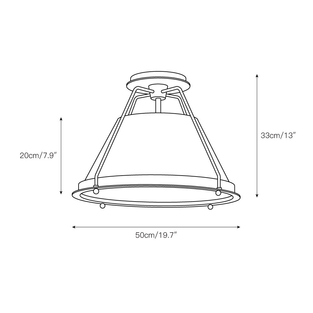 Ardennes Vintage Industrial Fabric Flush Mount Ceiling Light - Letslighting