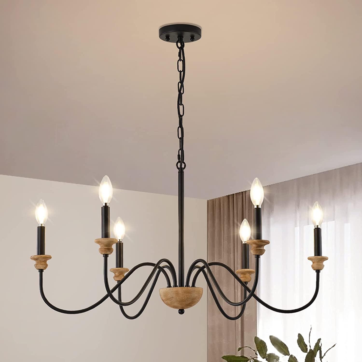 Zalaeira Vintage Industrial Traditional Wooden Chandelier - Letslighting