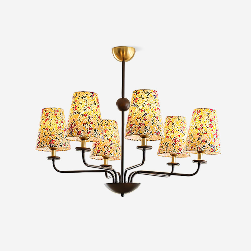 Siena Chandelier Floral Fabric Shade Six-Arm - Letslighting