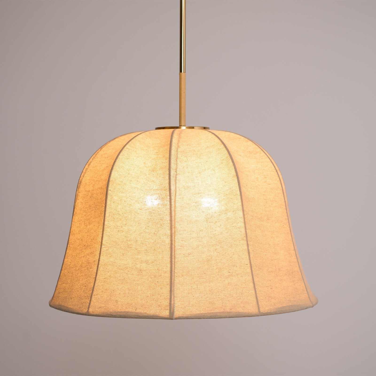Ritta Bell Brass Pendant Lightm Fabric Line - Letslighting