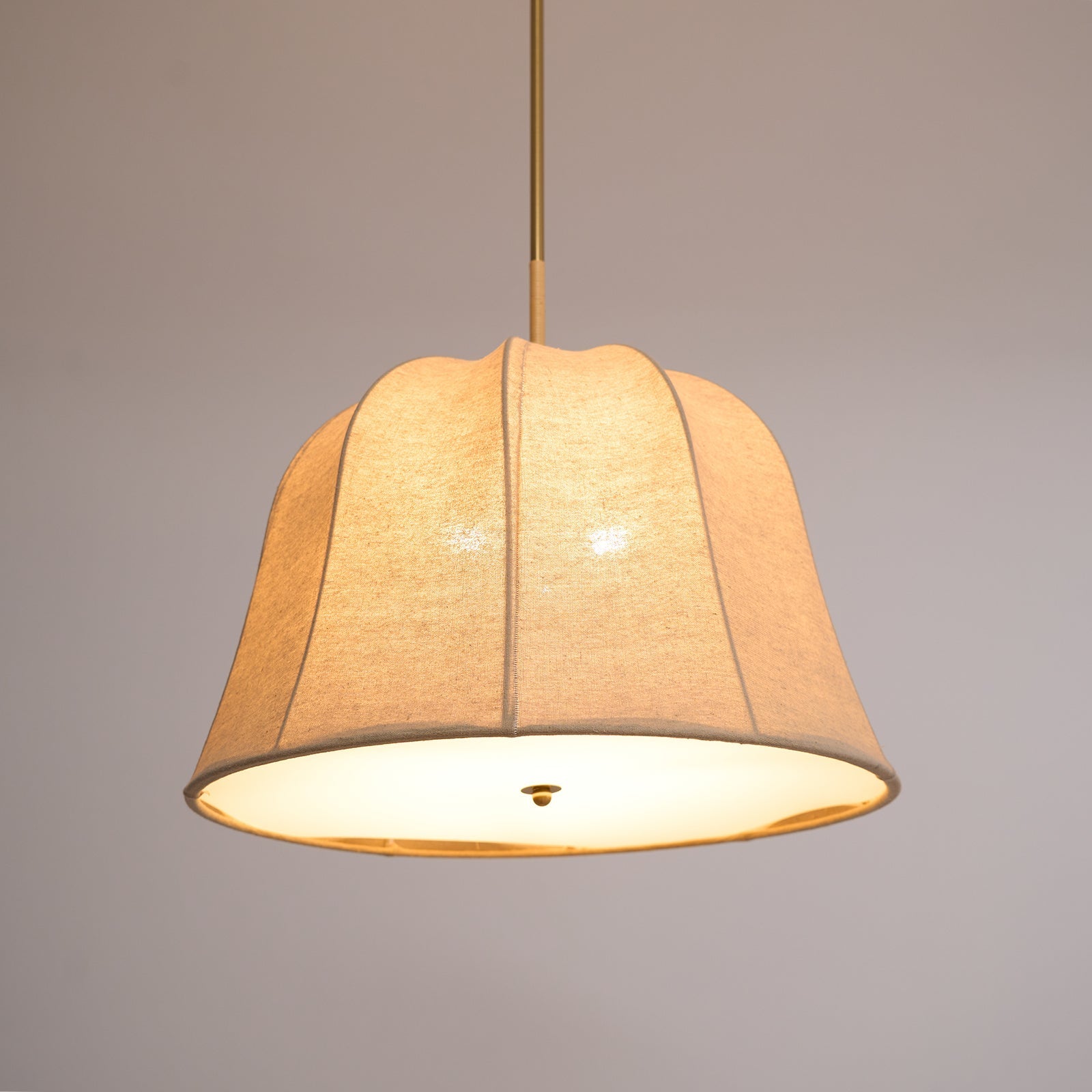 Ritta Bell Brass Pendant Lightm Fabric Line - Letslighting