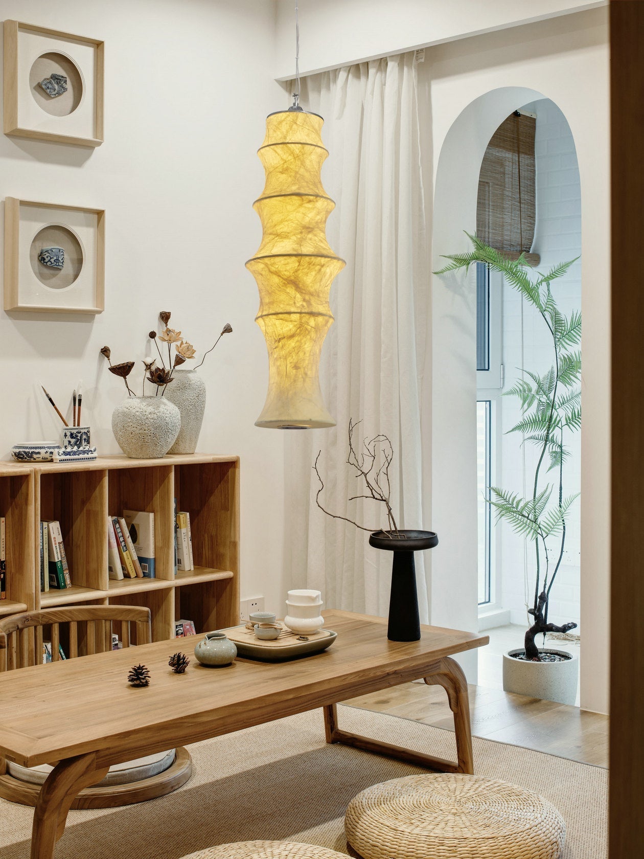 Elraeor Layered Mulberry Silk Pendant Light - Letslighting