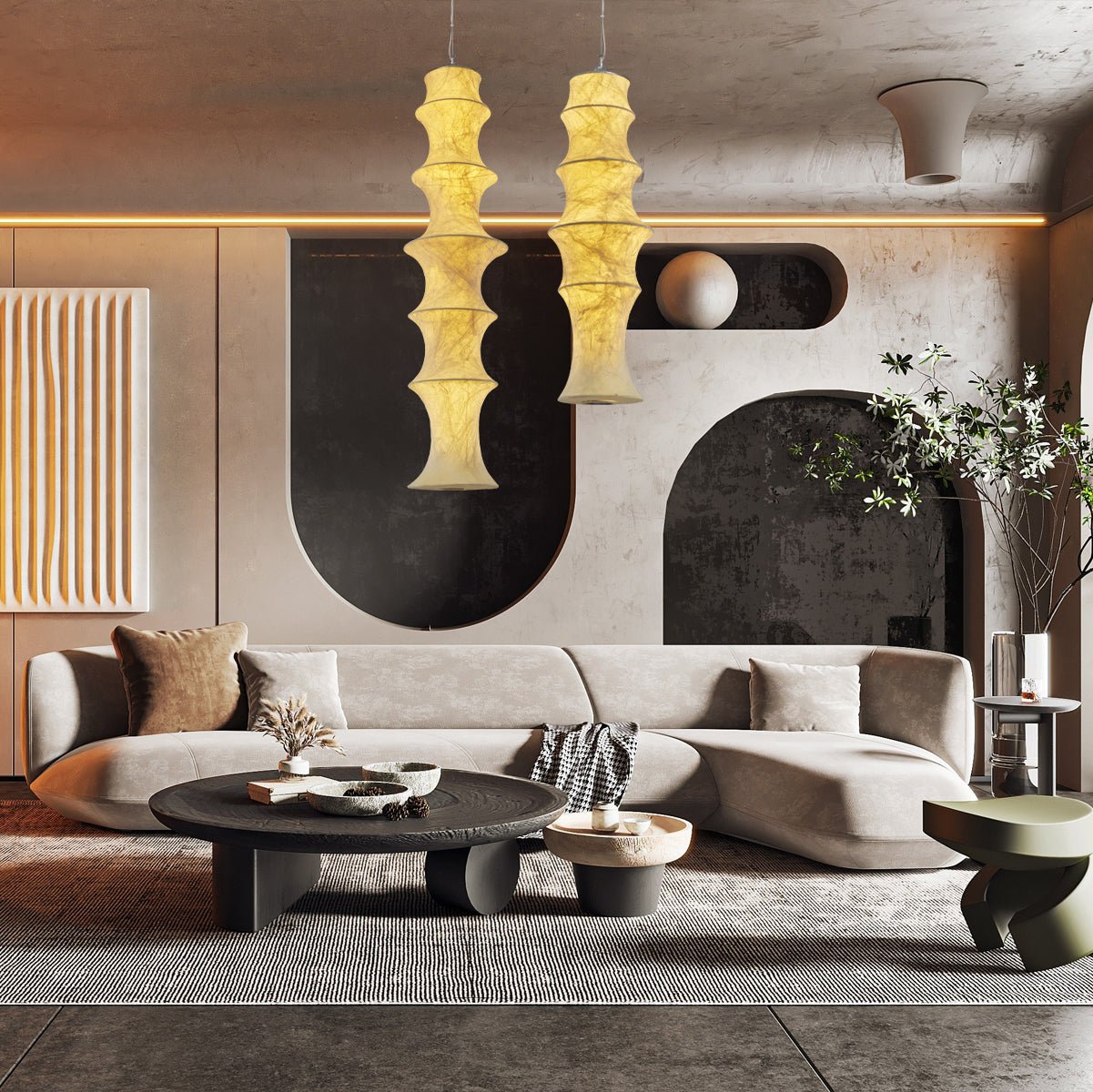 Elraeor Layered Mulberry Silk Pendant Light - Letslighting