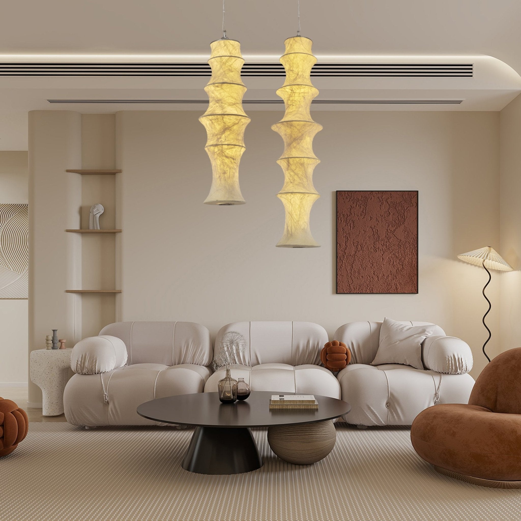 Elraeor Layered Mulberry Silk Pendant Light - Letslighting