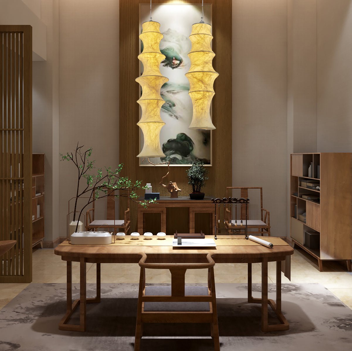 Elraeor Layered Mulberry Silk Pendant Light - Letslighting