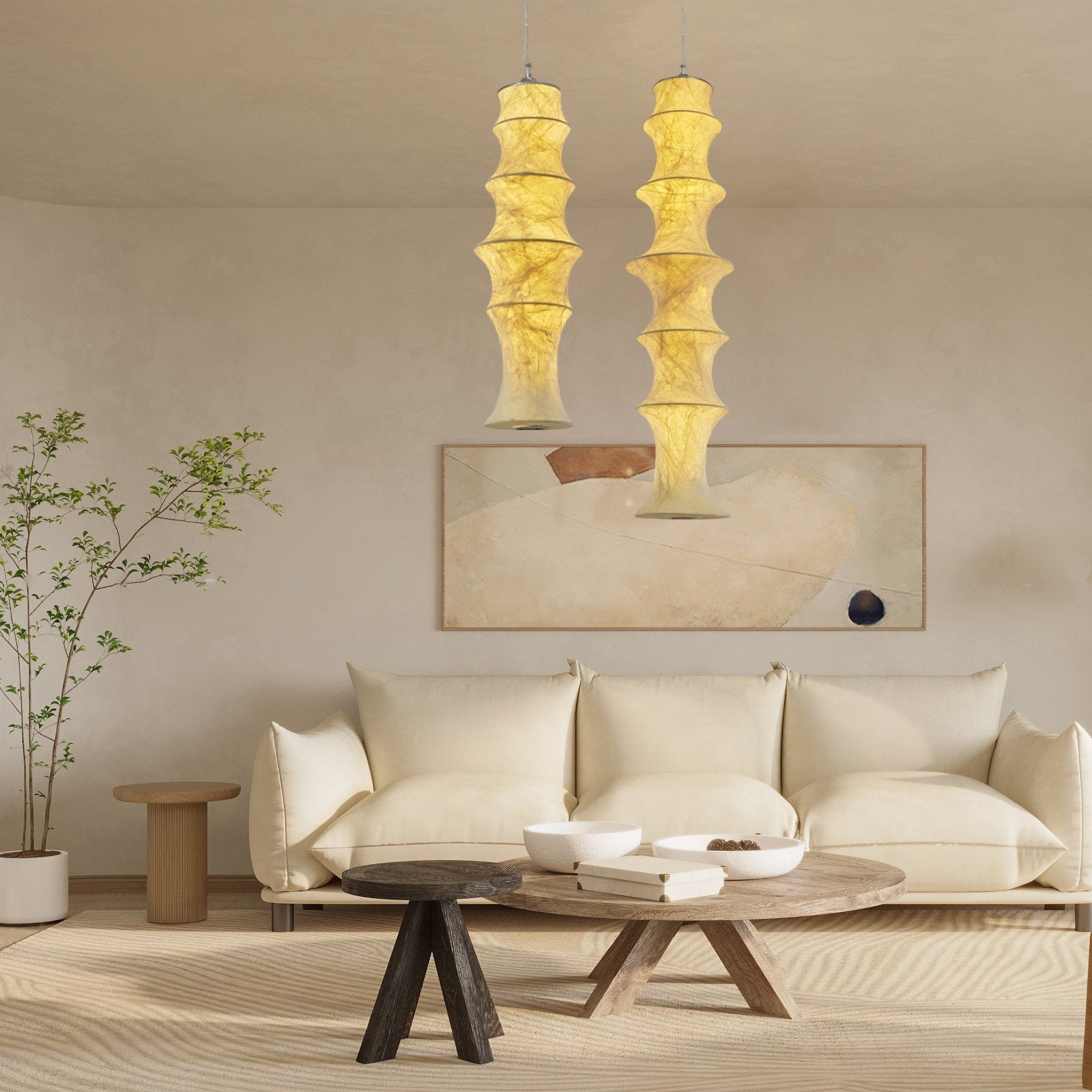 Elraeor Layered Mulberry Silk Pendant Light - Letslighting