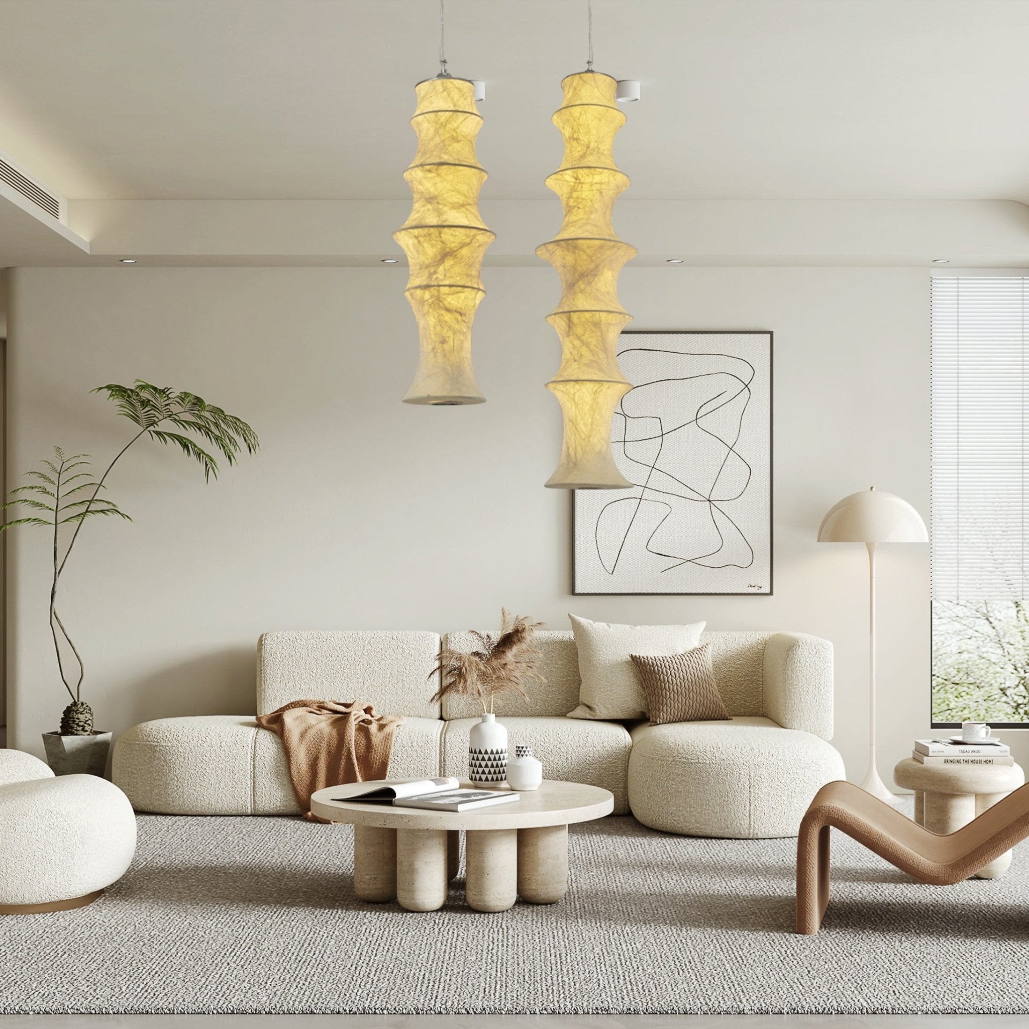 Elraeor Layered Mulberry Silk Pendant Light - Letslighting