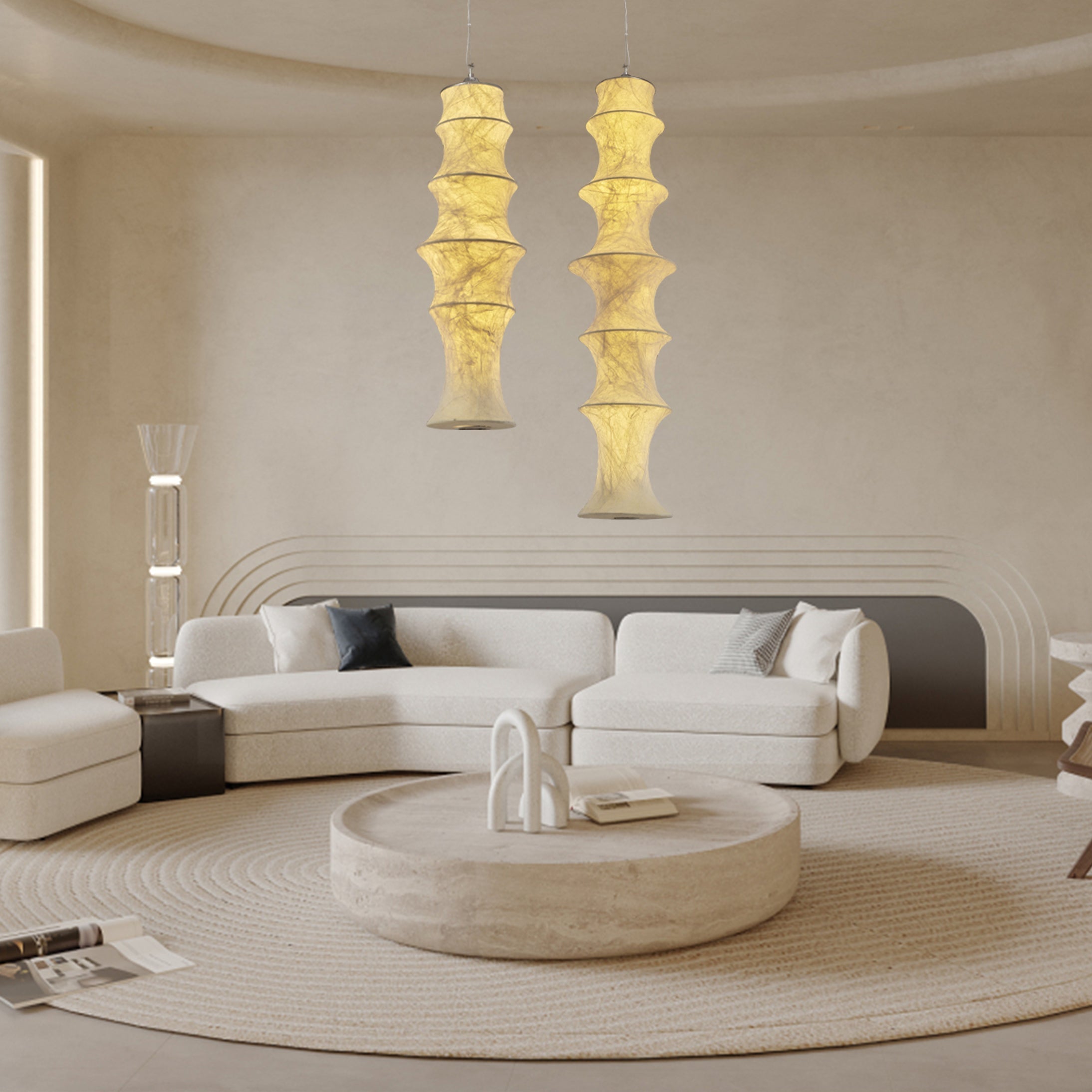 Elraeor Layered Mulberry Silk Pendant Light - Letslighting