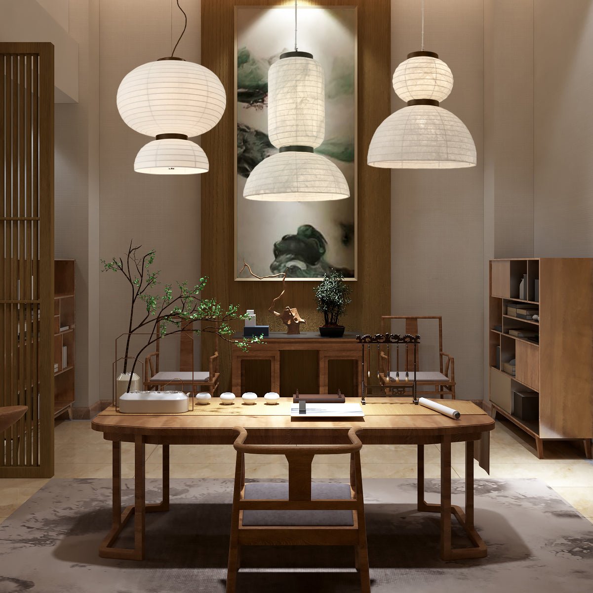 Uldoror Traditional Art Modern Silk Pendant Light - Letslighting