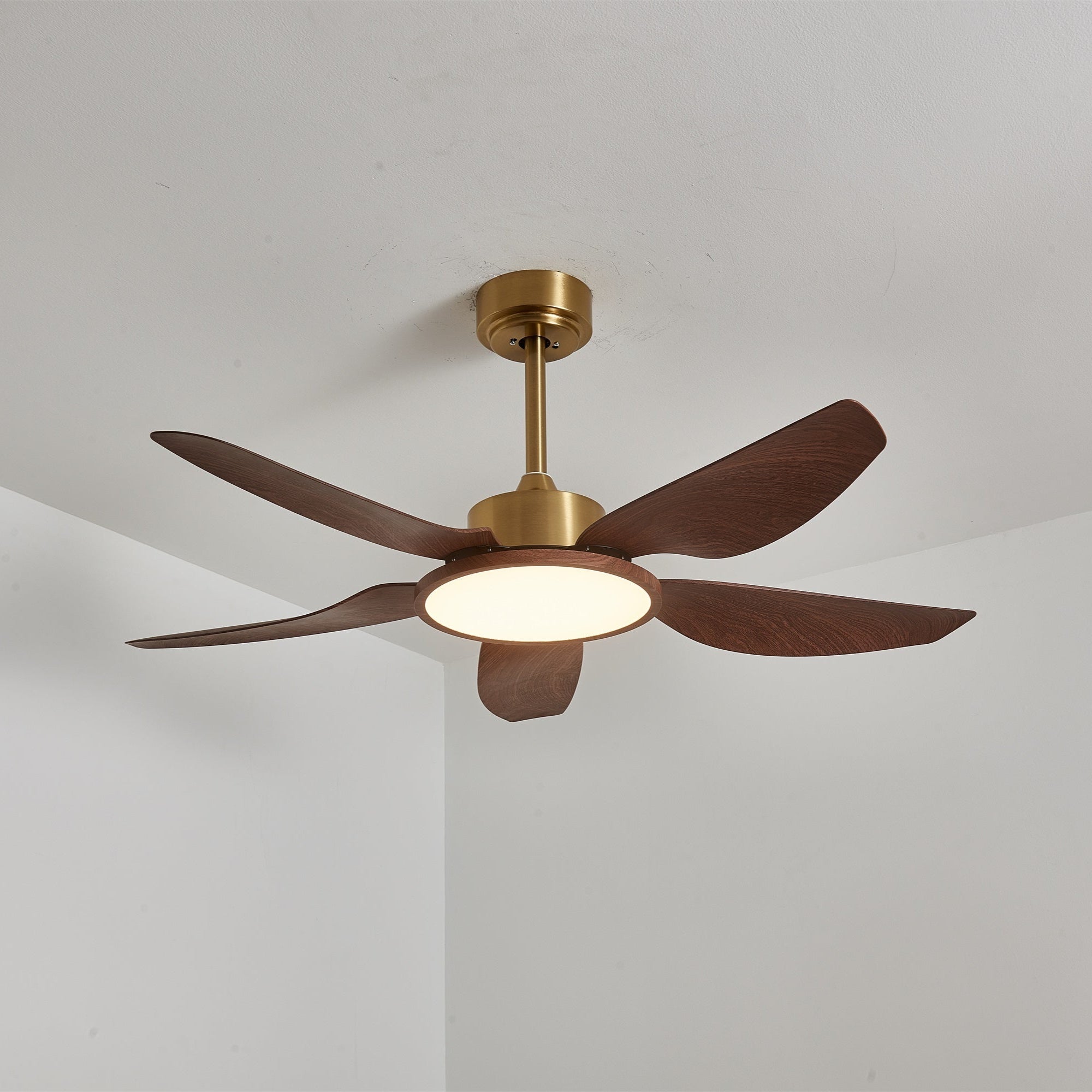 Aurelia Modern Wood Brass Ceiling Fan Light - Letslighting