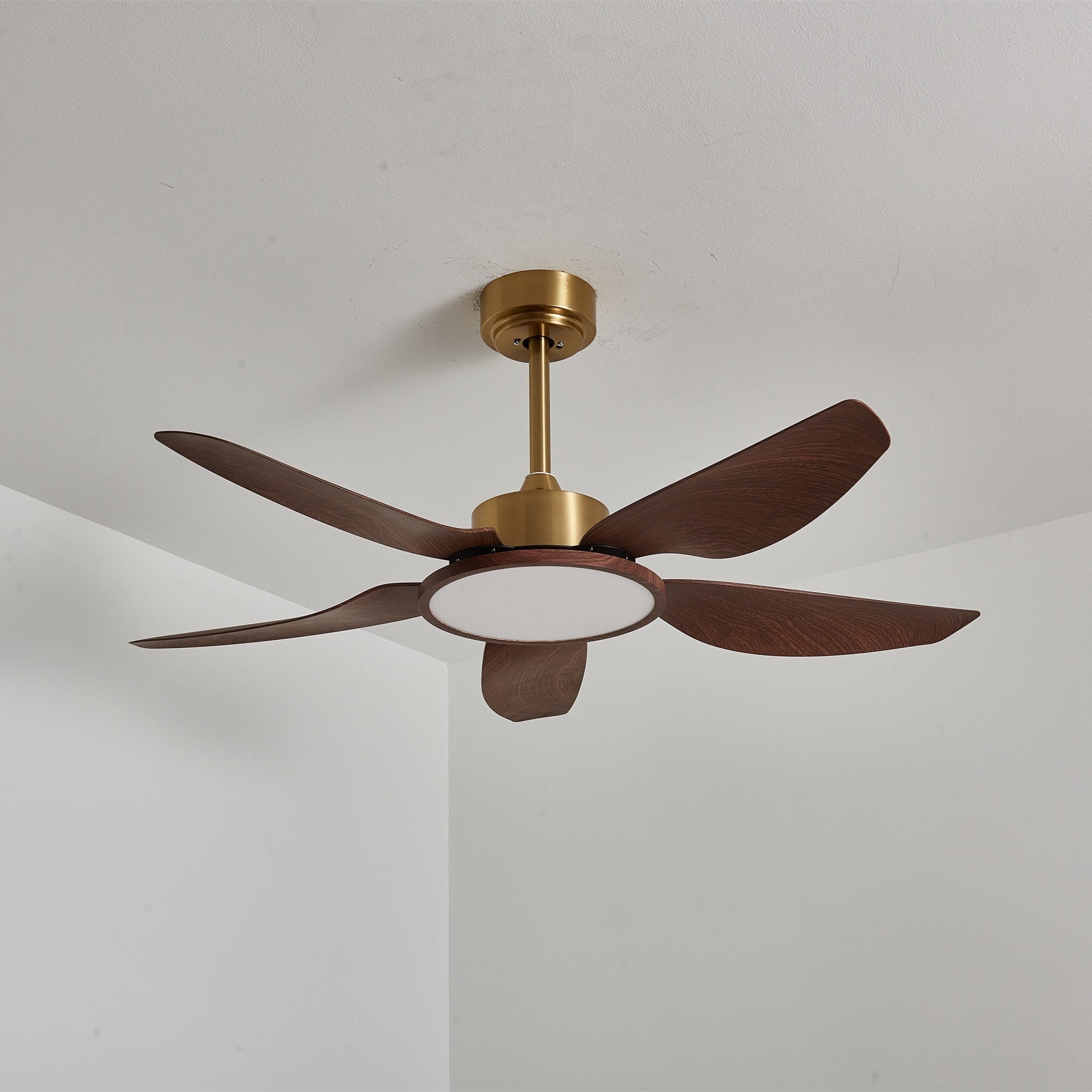 Aurelia Modern Wood Brass Ceiling Fan Light - Letslighting