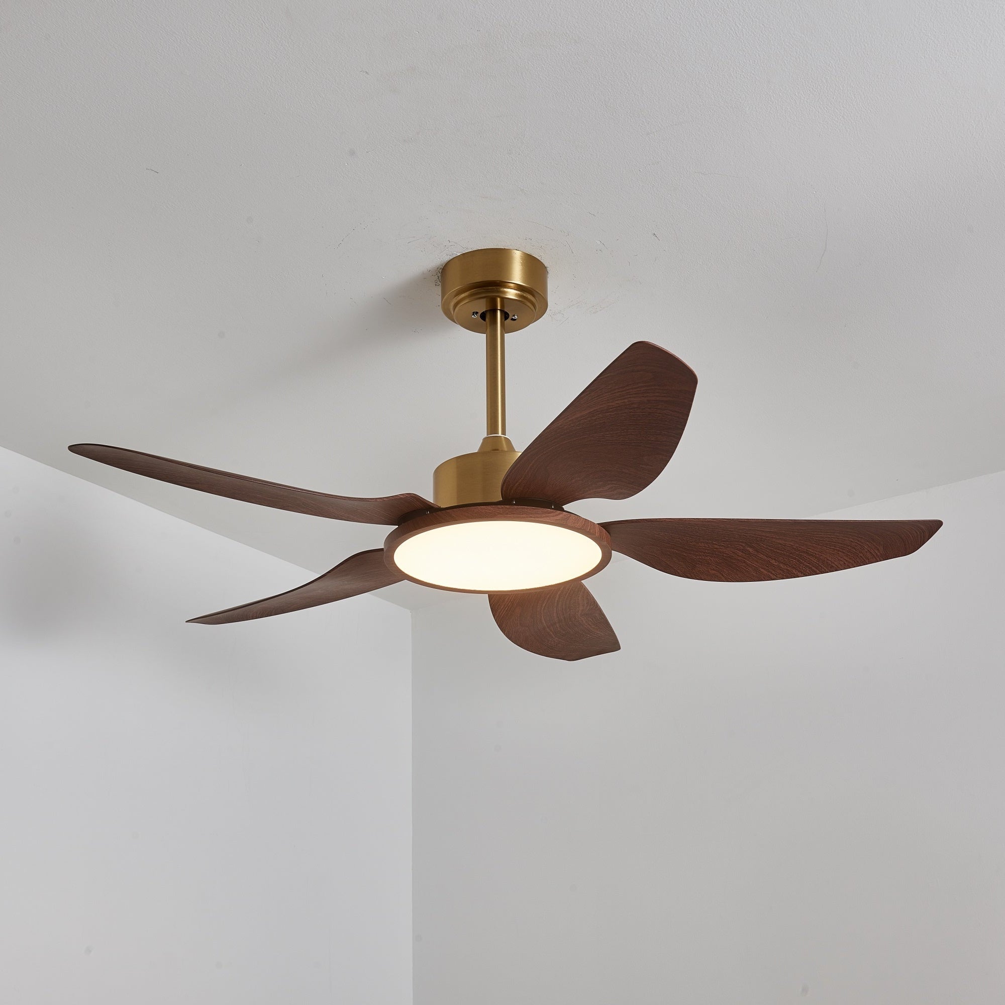 Aurelia Modern Wood Brass Ceiling Fan Light - Letslighting