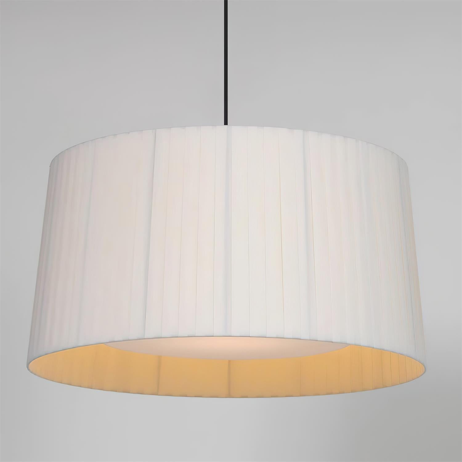 Pendant Lamp Pleated Fabric Drum Black Minimalist Classic - Letslighting