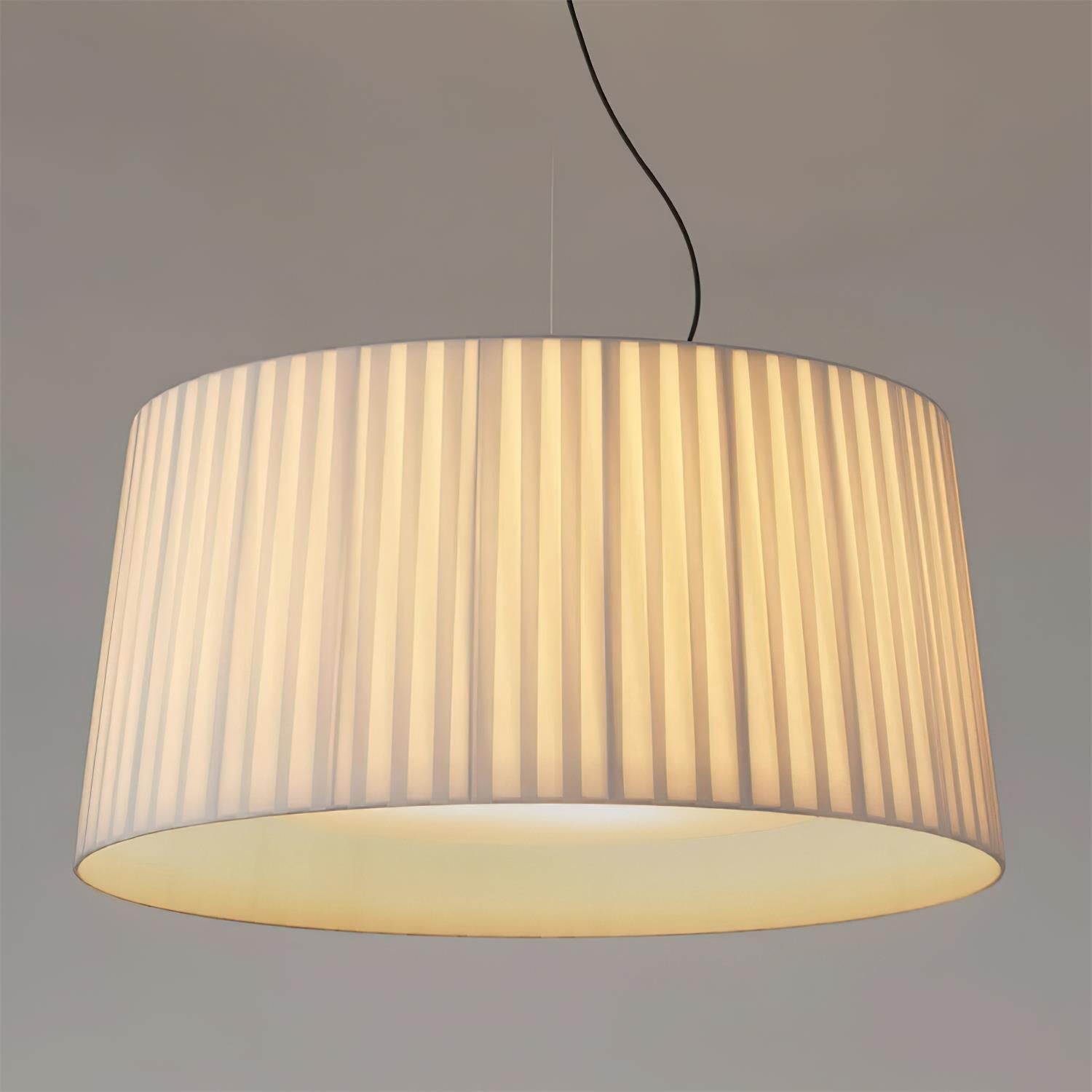 Pendant Lamp Pleated Fabric Drum Black Minimalist Classic - Letslighting