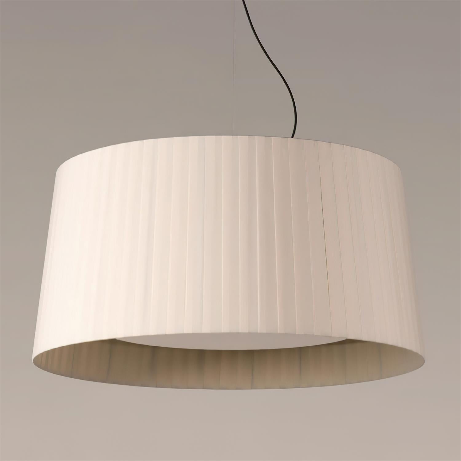 Pendant Lamp Pleated Fabric Drum Black Minimalist Classic - Letslighting