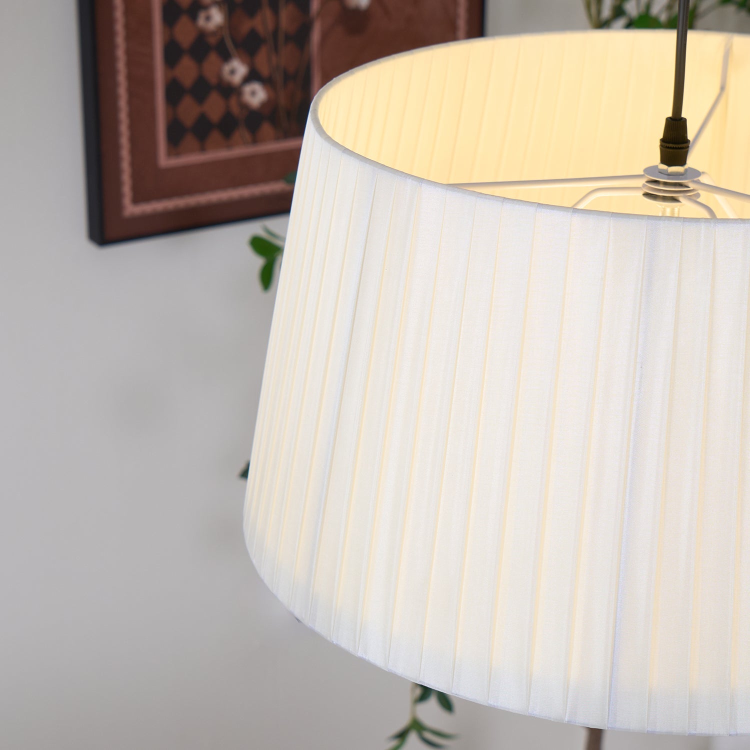 Pendant Lamp Pleated Fabric Drum Black Minimalist Classic - Letslighting