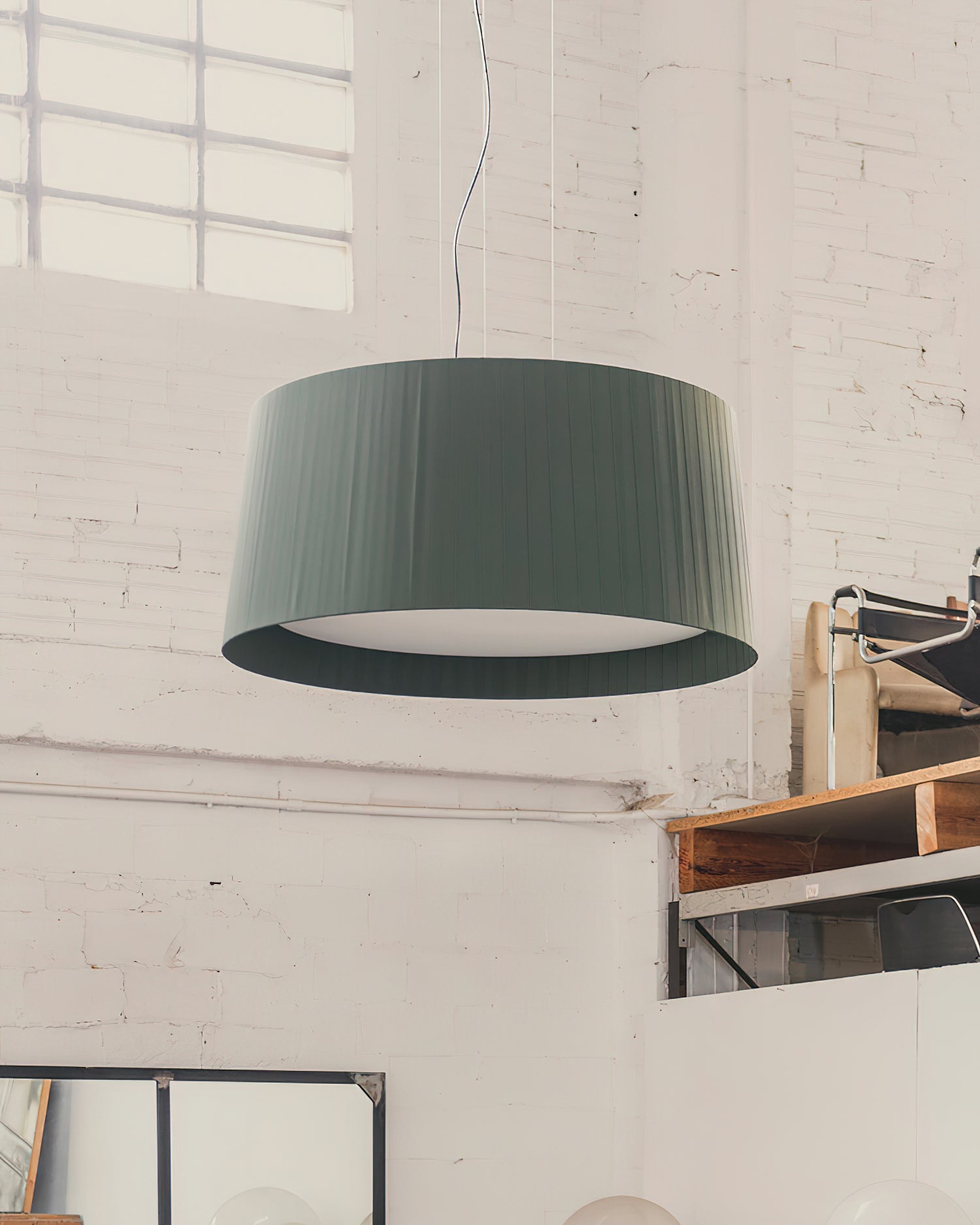 Pendant Lamp Pleated Fabric Drum Black Minimalist Classic - Letslighting